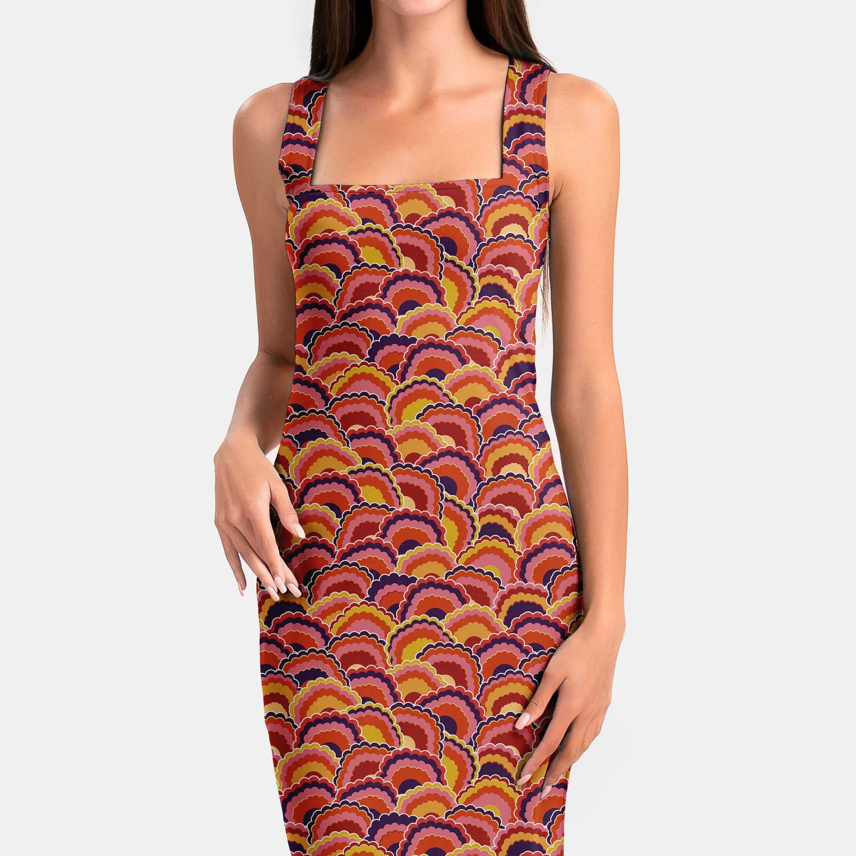 Retro Sunshine- Orange, yellow and pink Print Fabric