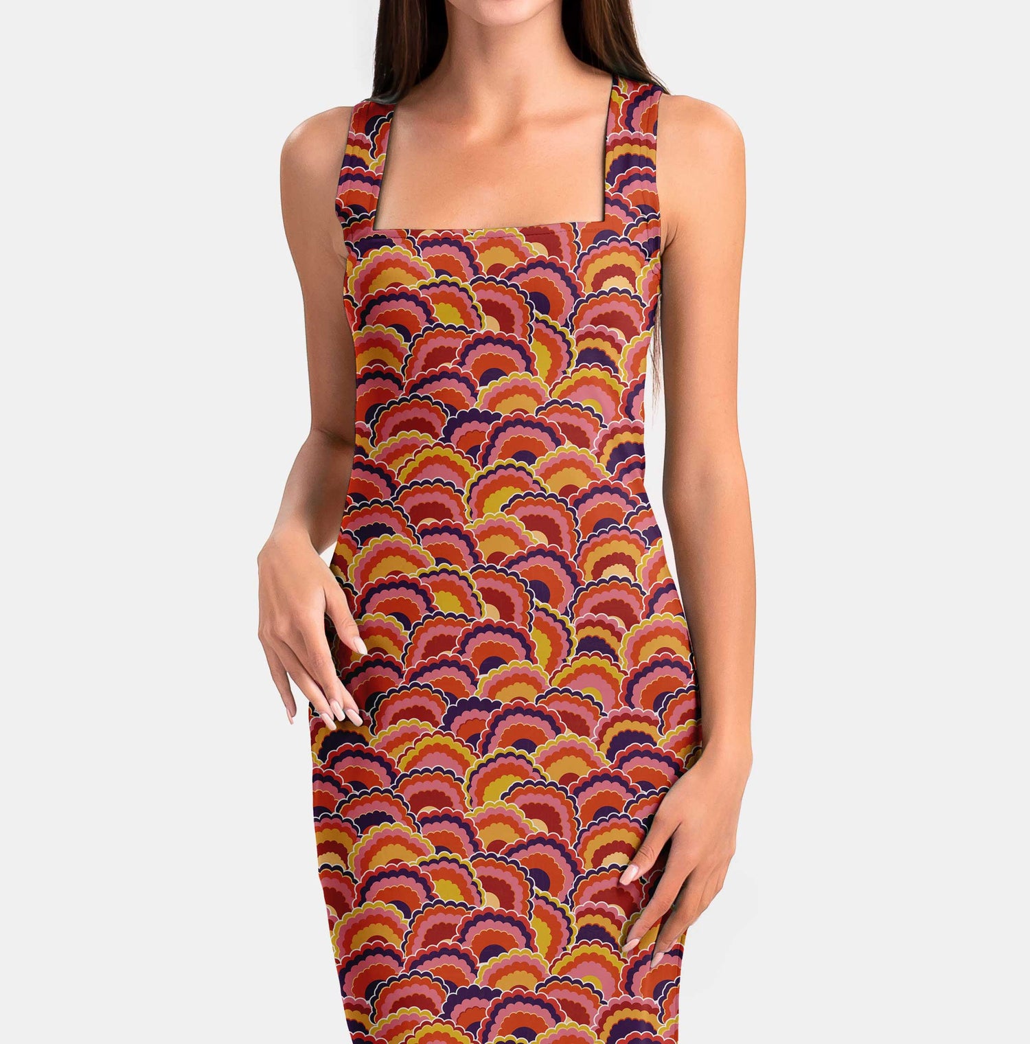 Retro Sunshine- Orange, yellow and pink Print Fabric