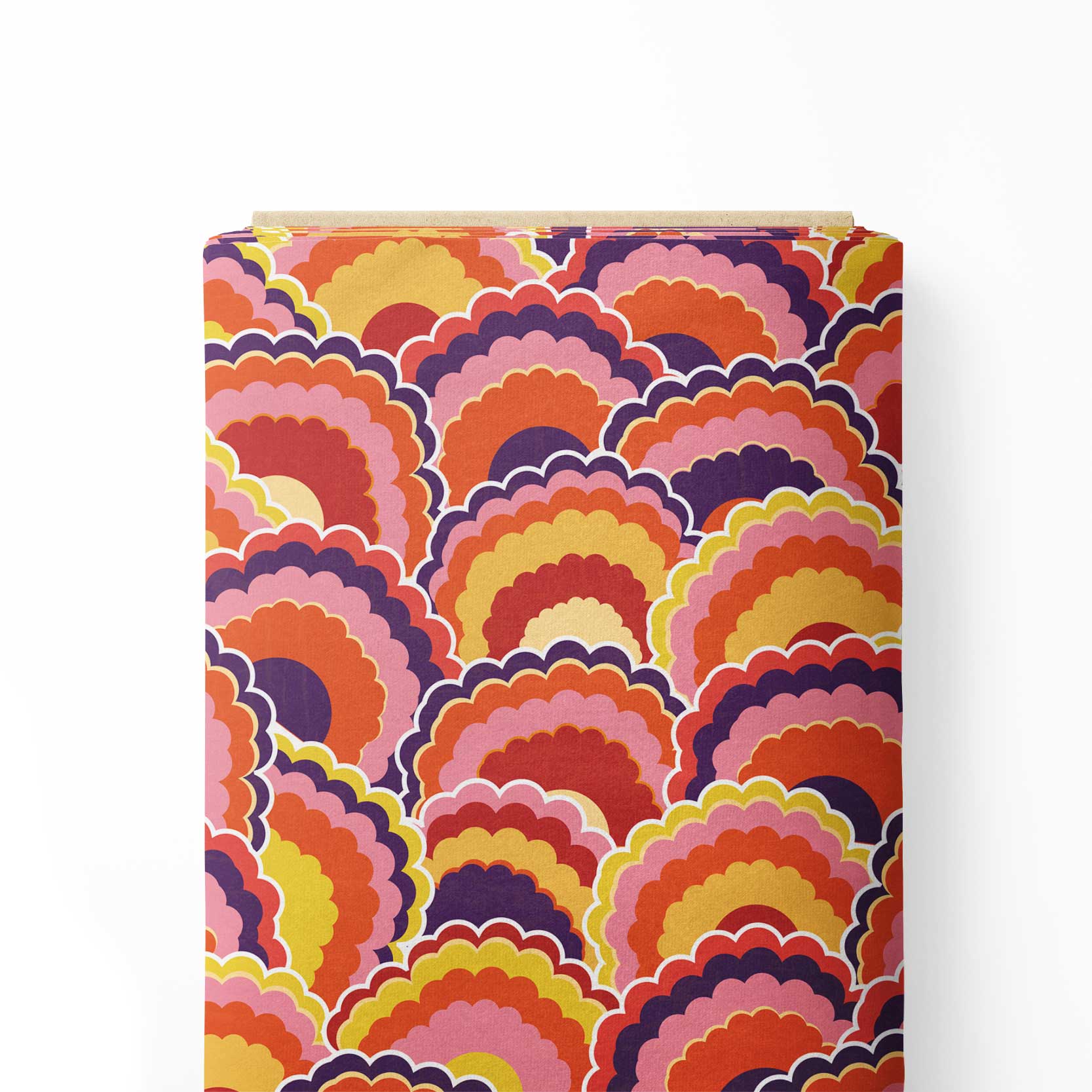 Retro Sunshine- Orange, yellow and pink Print Fabric