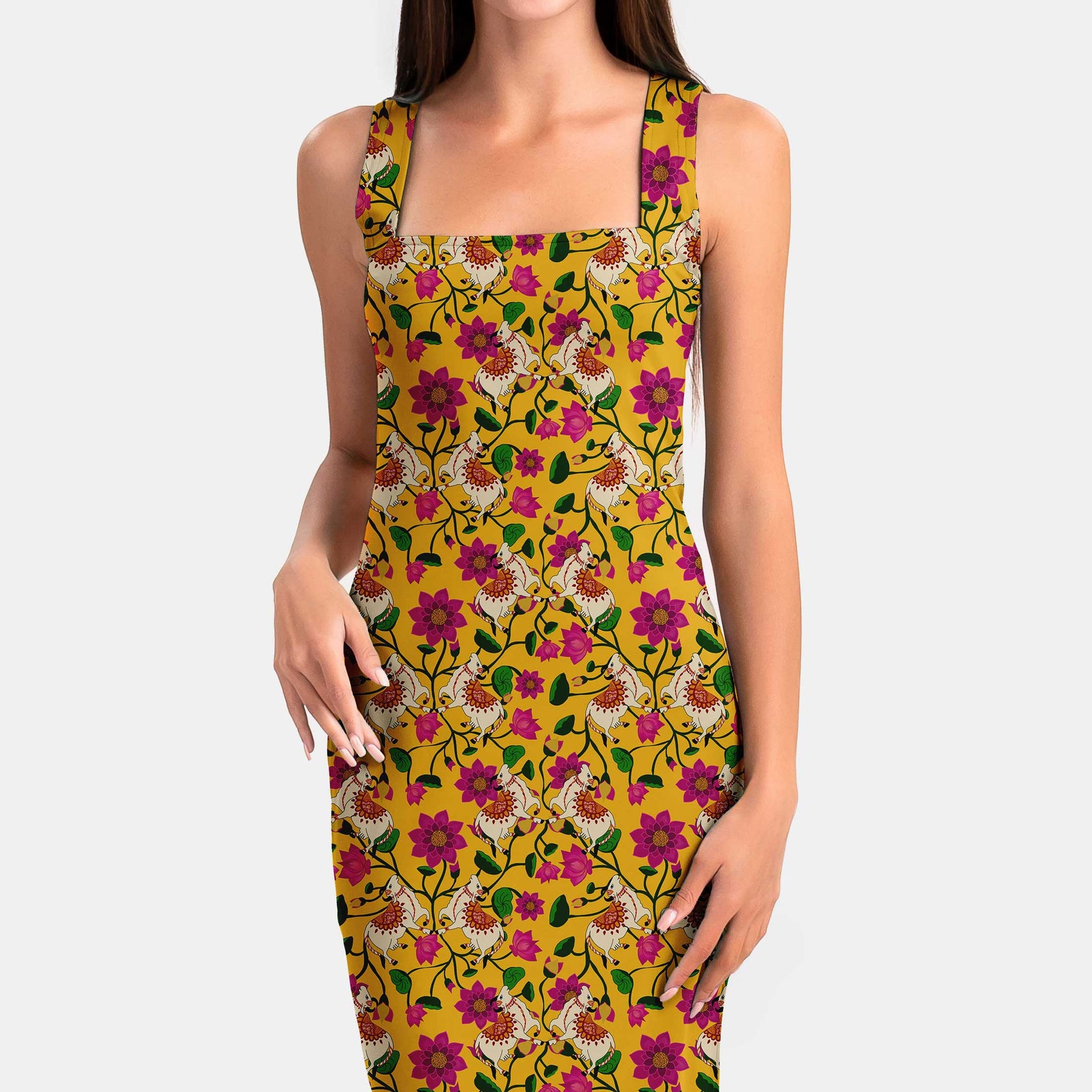 Պիչվայ տպագիր լոտոսի և կովի տպագրության գործվածքով