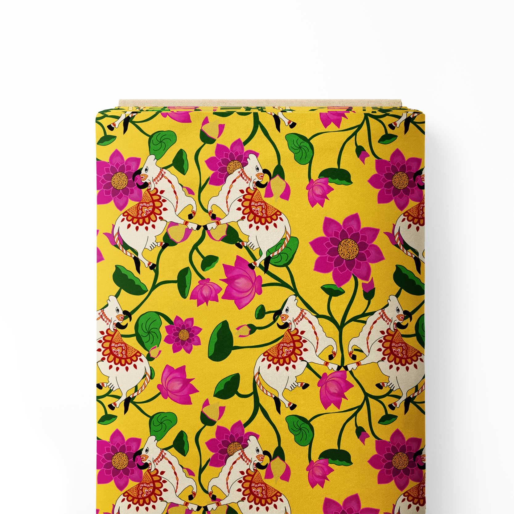 Պիչվայ տպագիր լոտոսի և կովի տպագրության գործվածքով