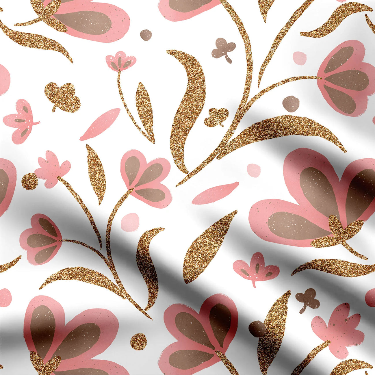 Modern bloom pink and copper Print Fabric