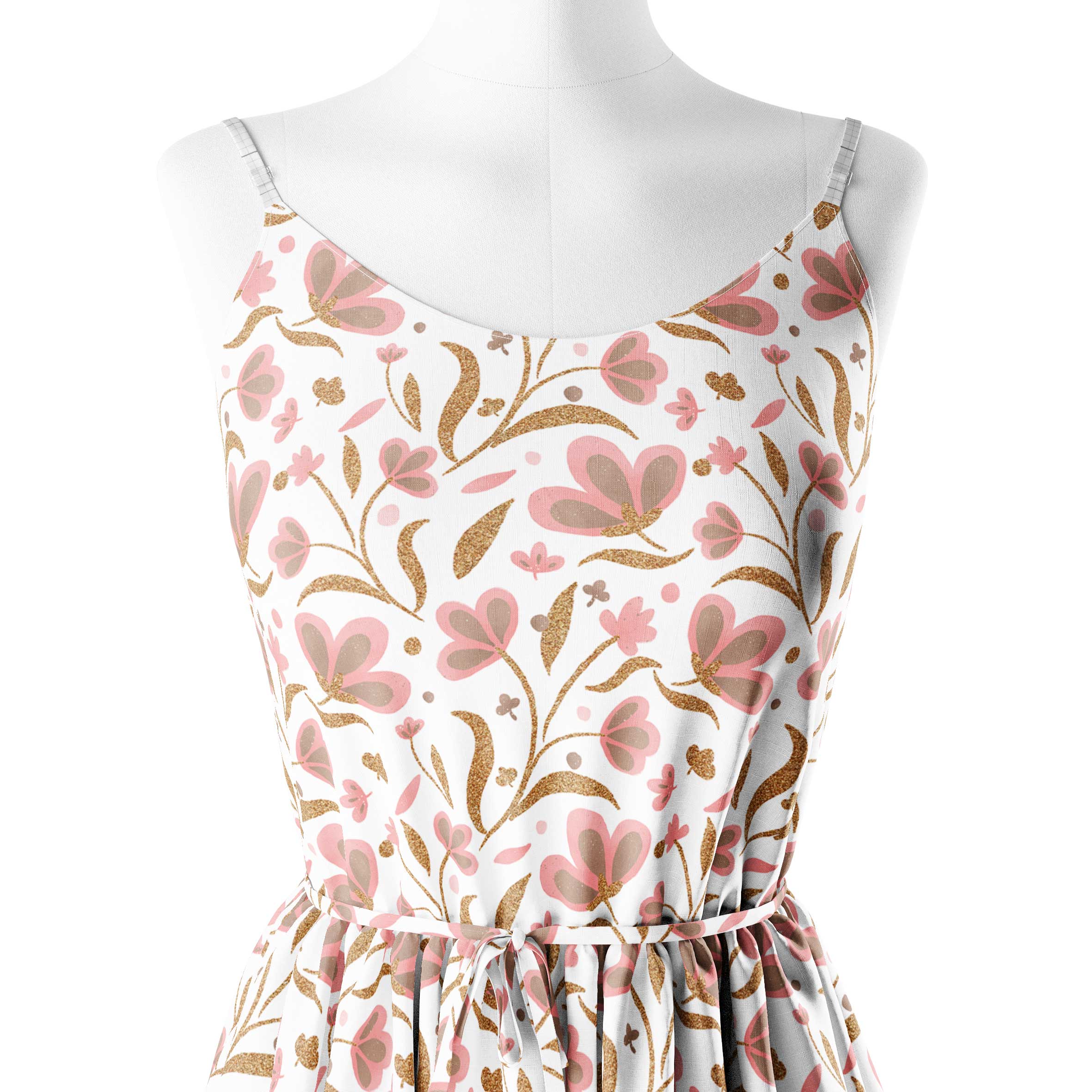 Modern bloom pink and copper Print Fabric