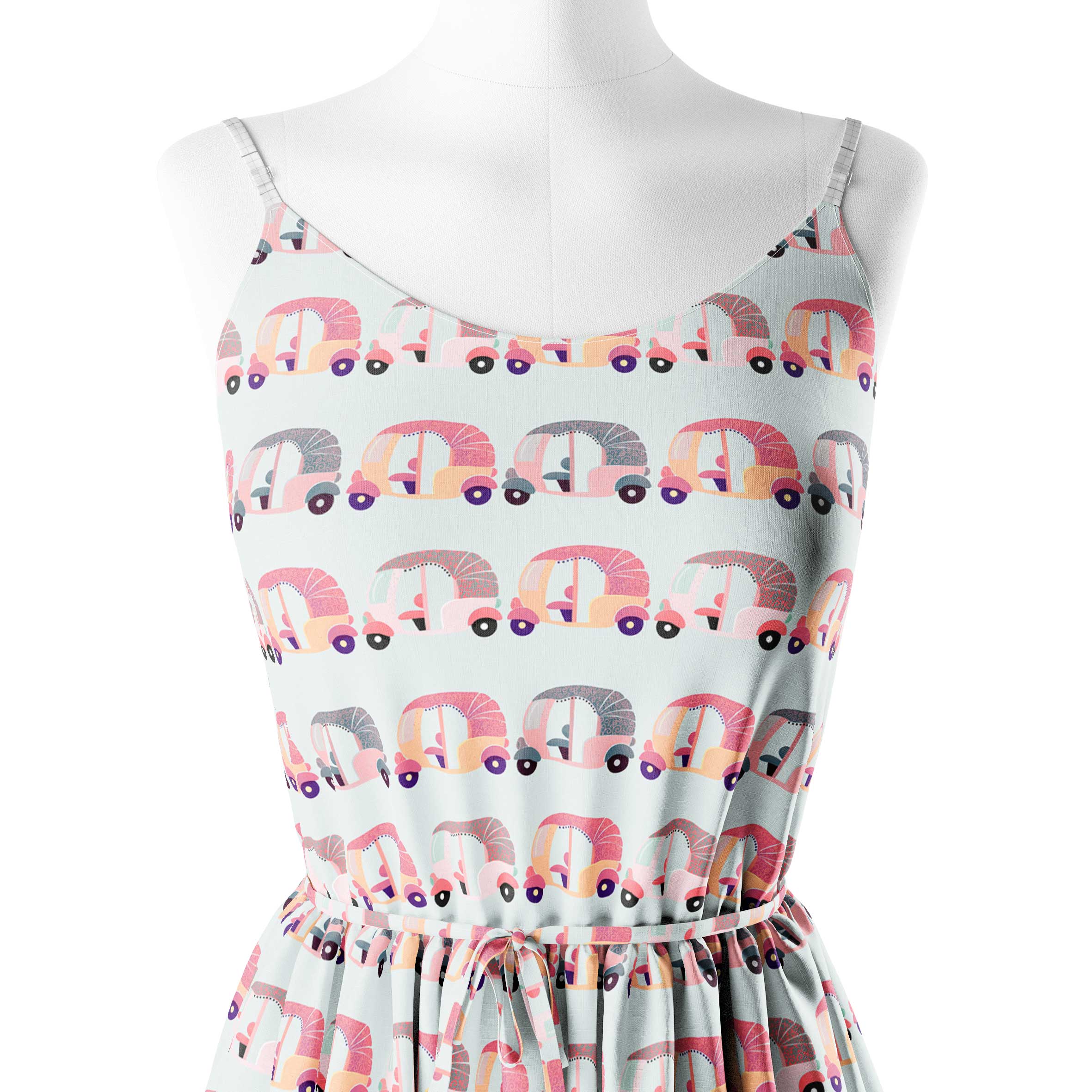 Hippie rickshaw pink, yellow and mint Print Fabri