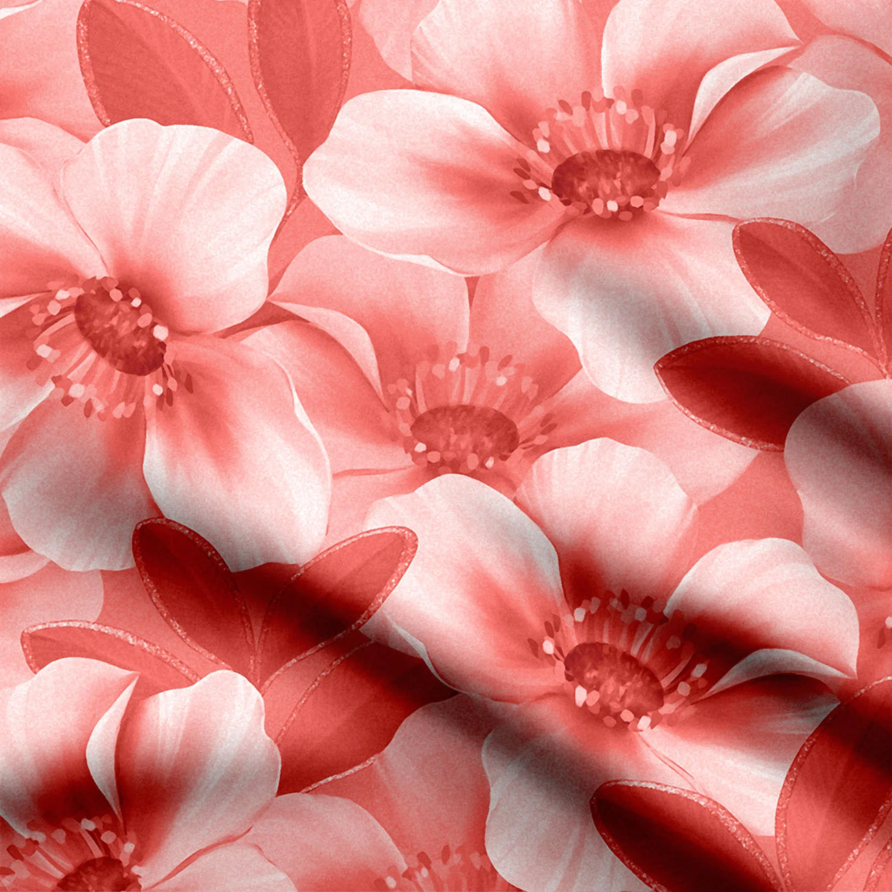 Coral Blossoms Print Fabric