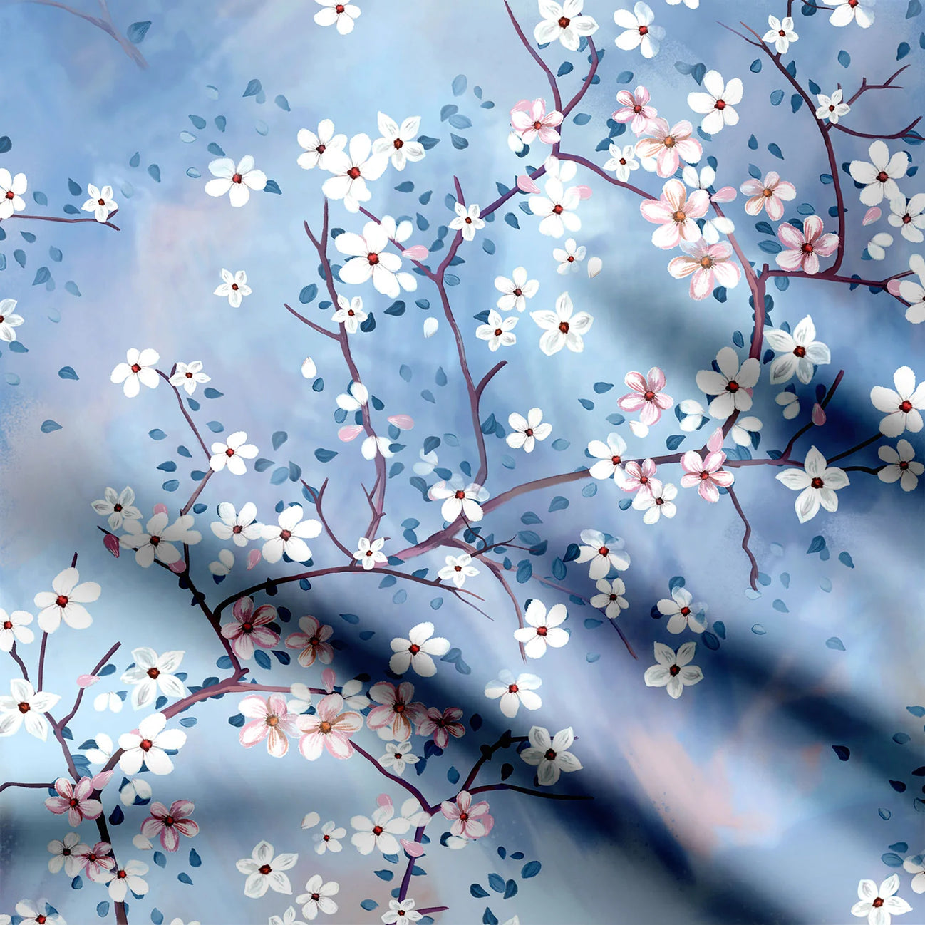 Apricot Blossoms Print Fabric