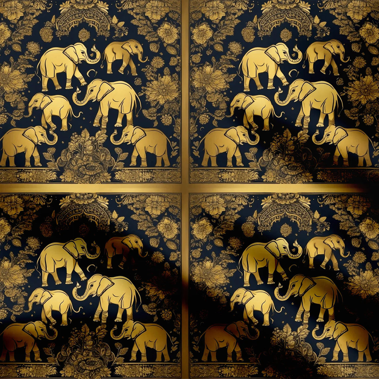 Golden Elephant 1 Print Fabric