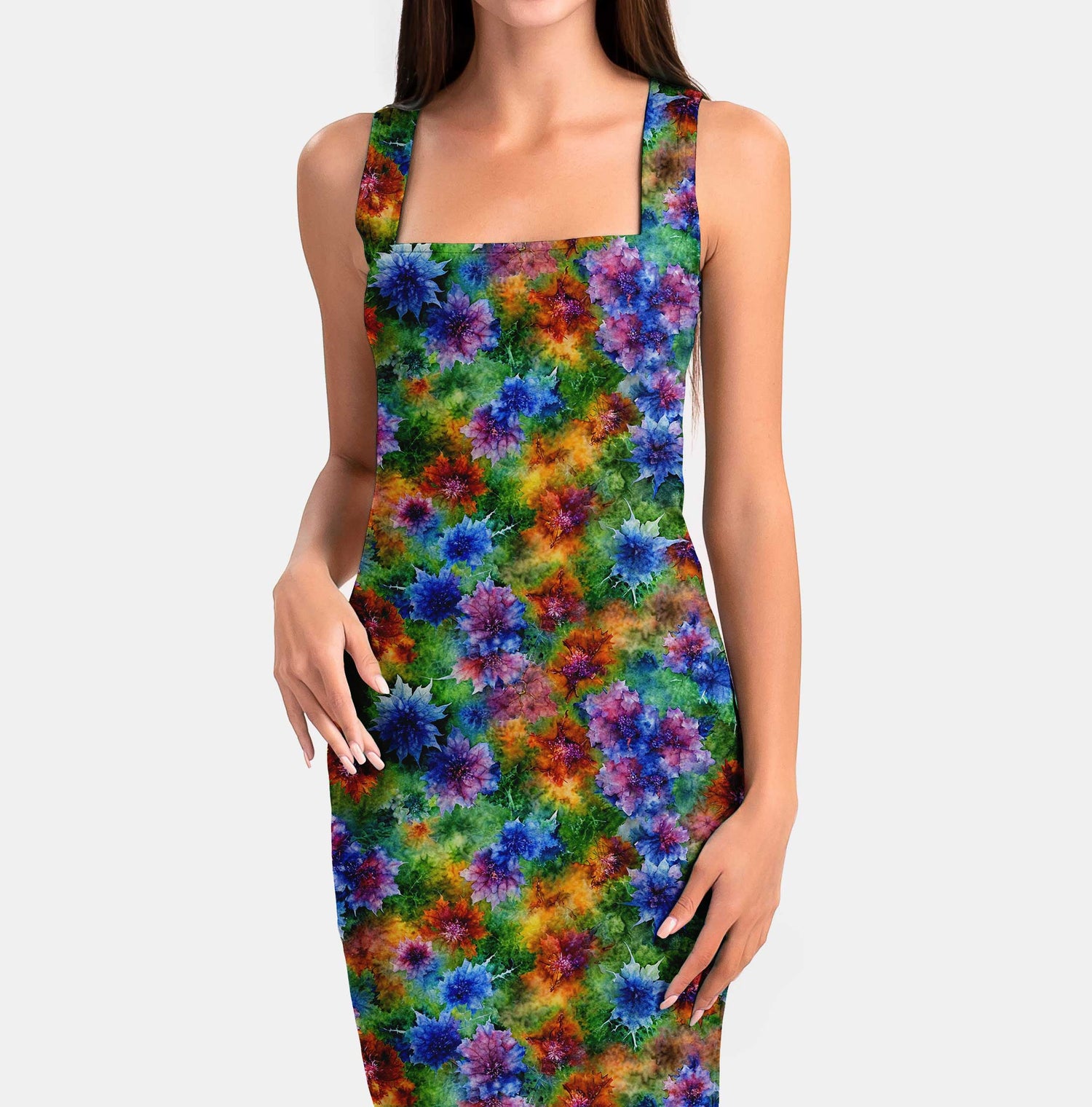 Watercolored flowers Print Fabric