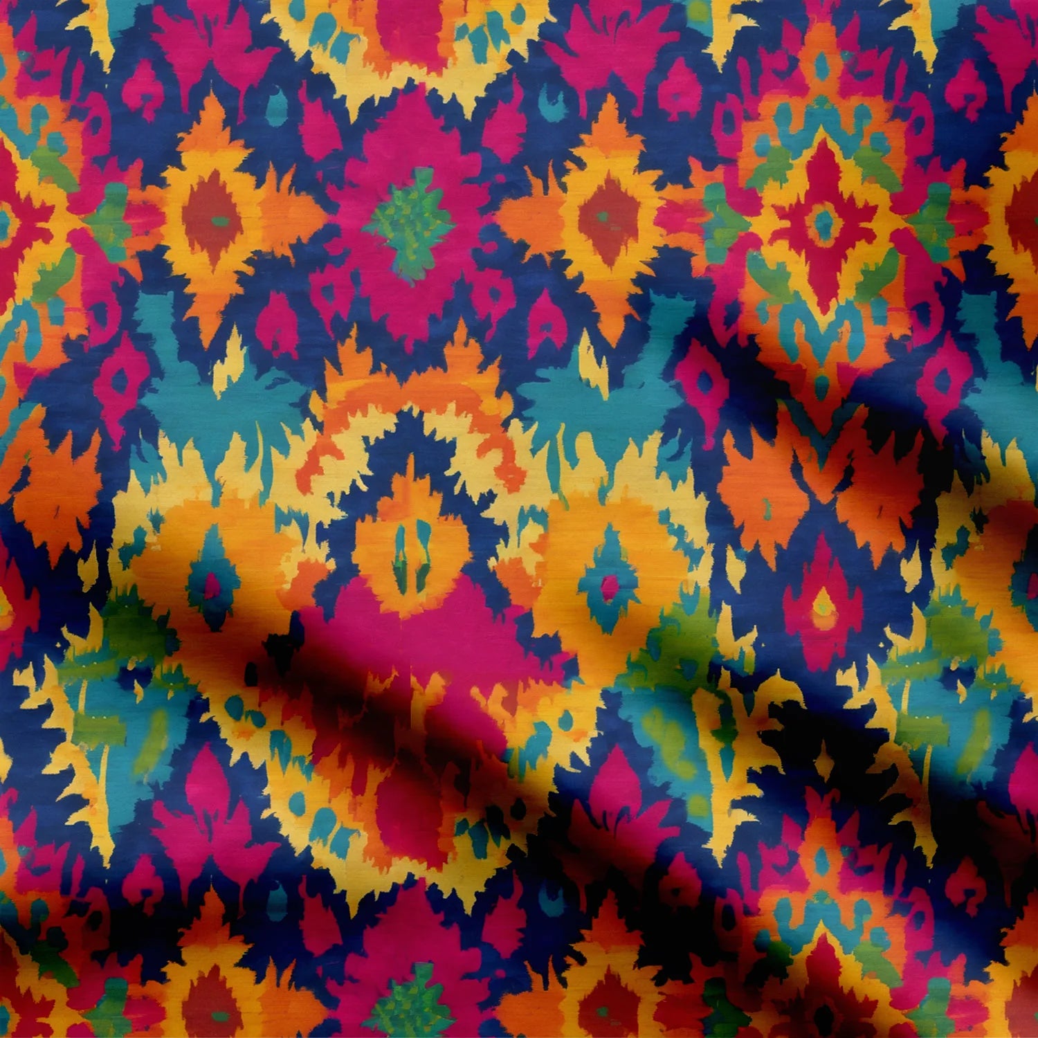 मल्टी इक्कत रेम्बो प्रिंट फैब्रिक