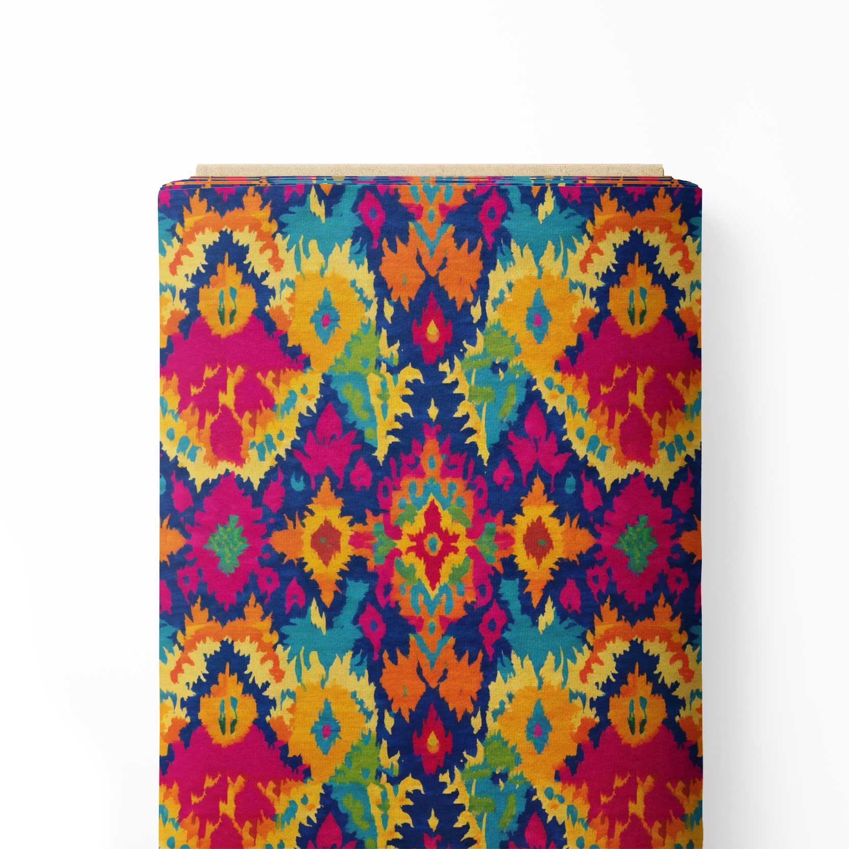 मल्टी इक्कत रेम्बो प्रिंट फैब्रिक