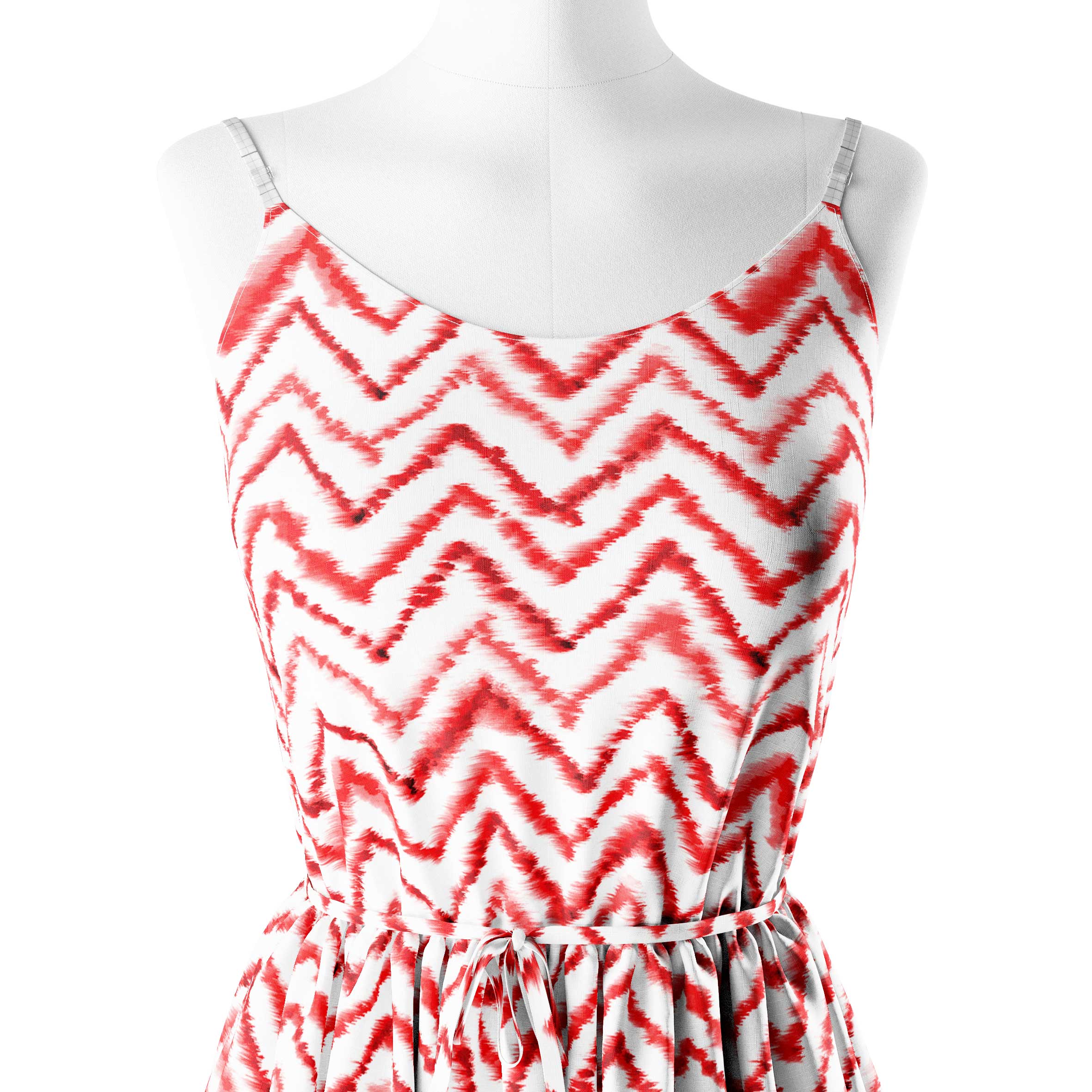 लाल ज़िगज़ैग पैटर्न प्रिंट फ़ैब्रिक