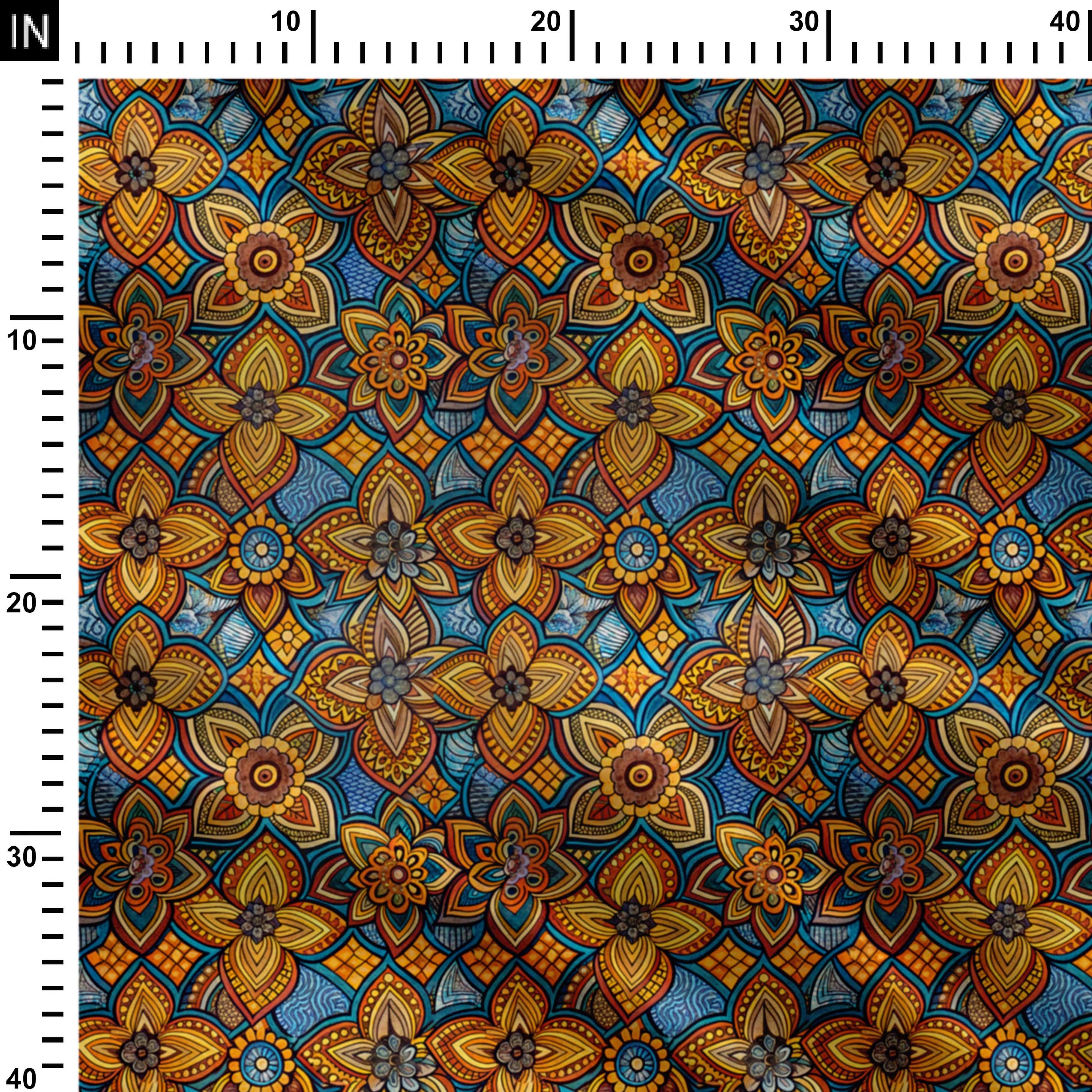 Traditional floral art Print Fabric