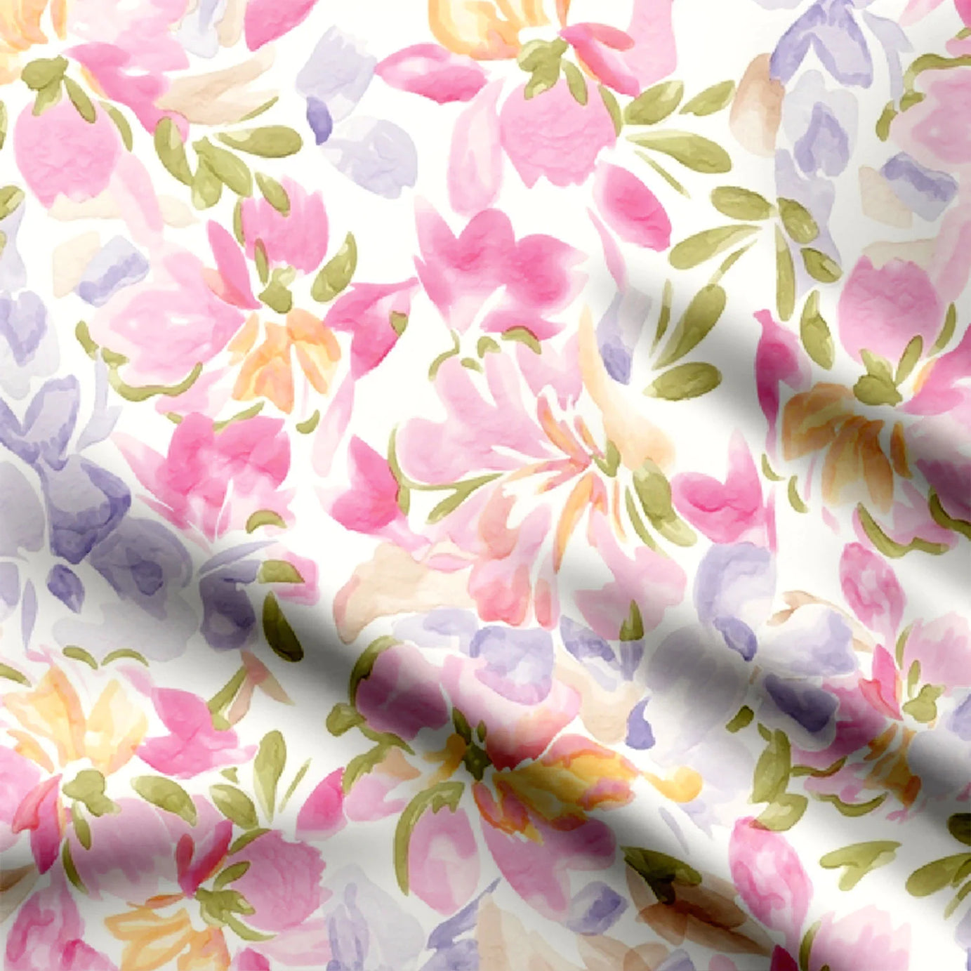 Water colour effect floral allover Print Fabric