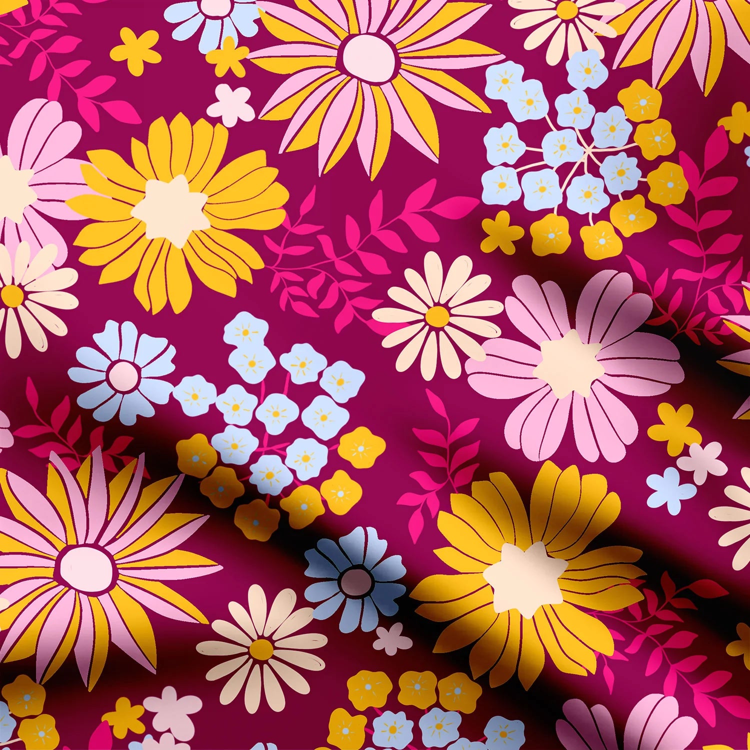 Natures Canvas megenta Print Fabric