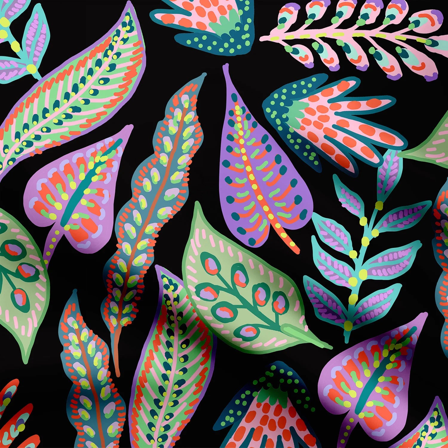 Color Intense Tropical Abstracts Print Fabric