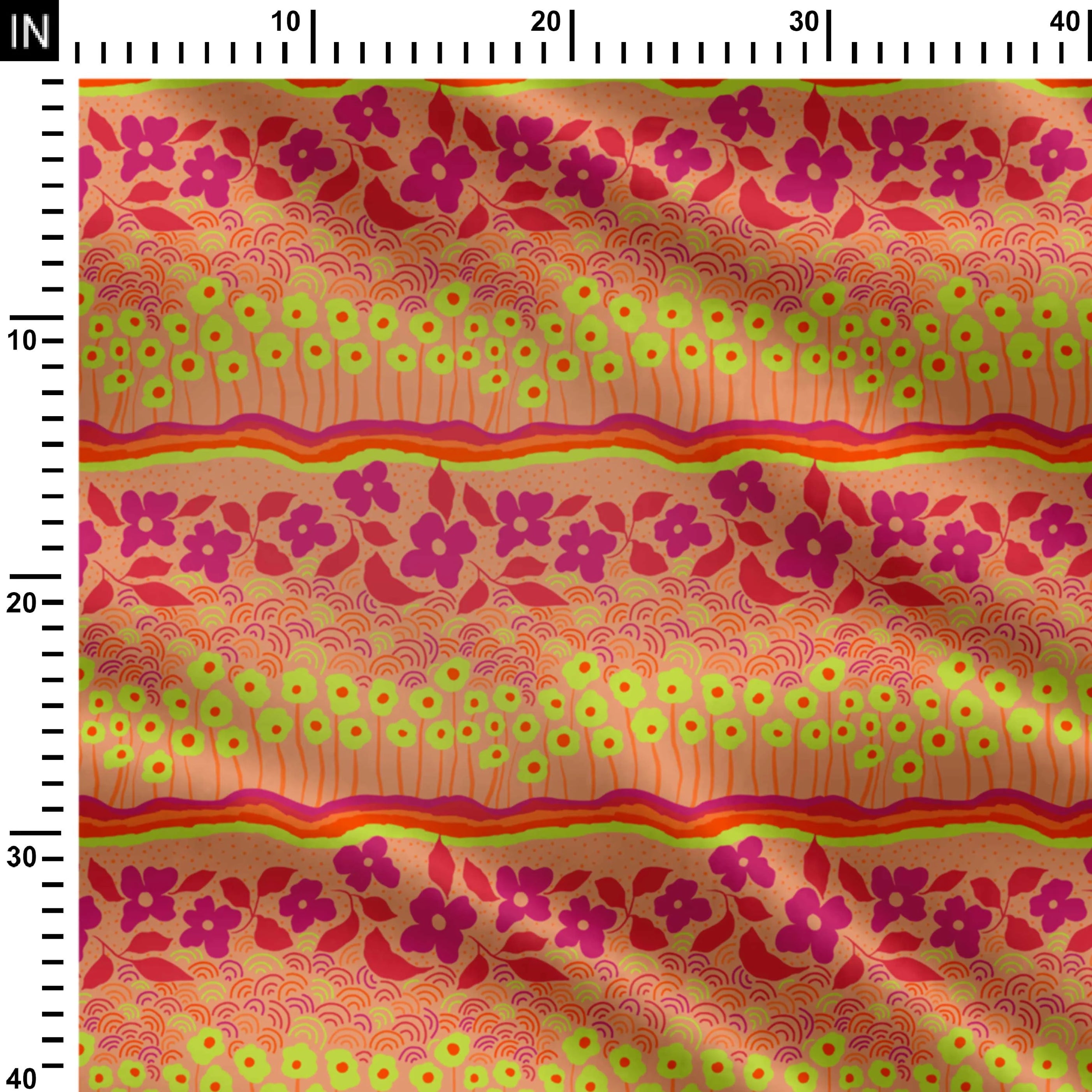 Blue Blossoms Tiers Print Fabric