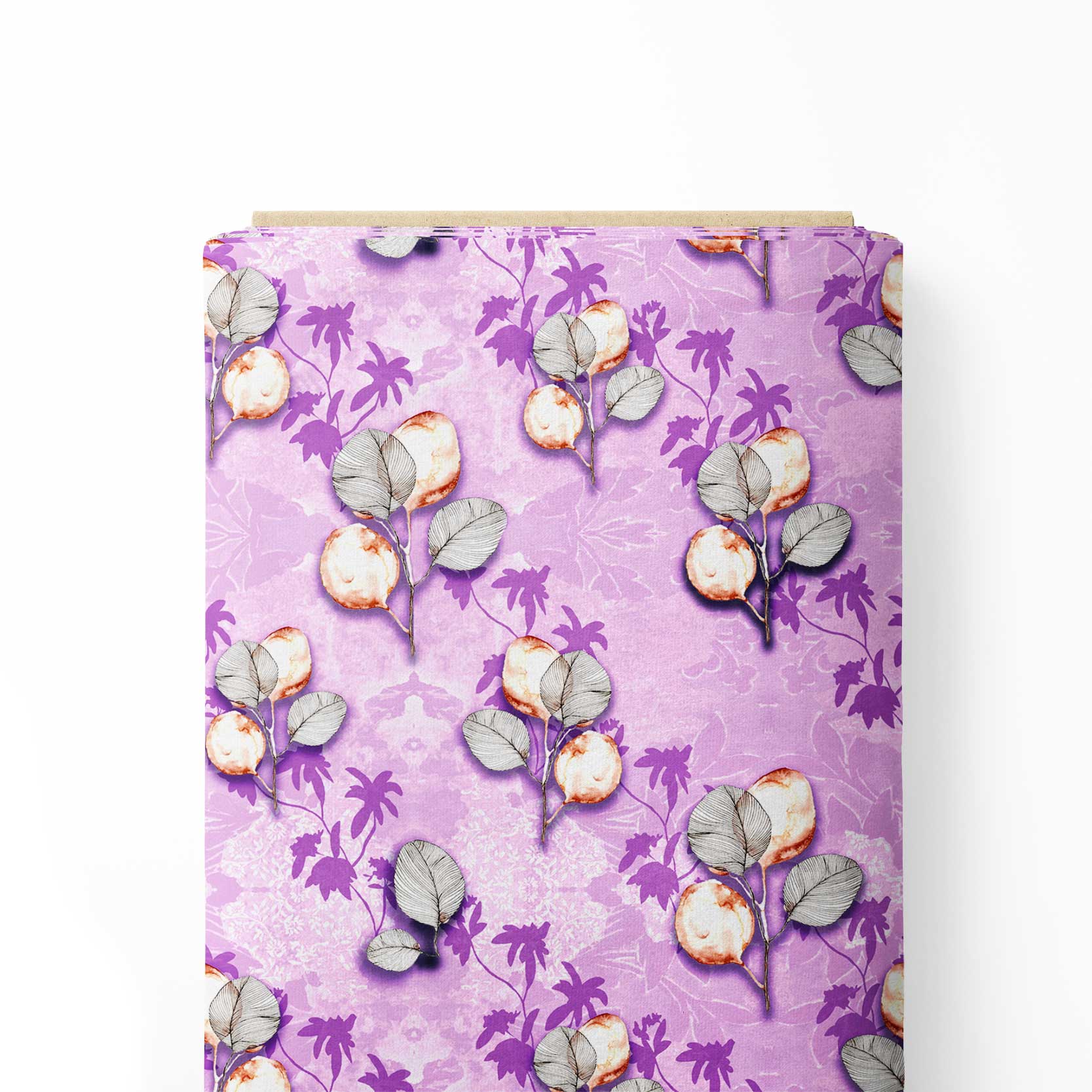 Lilac Feuilles Print Fabric