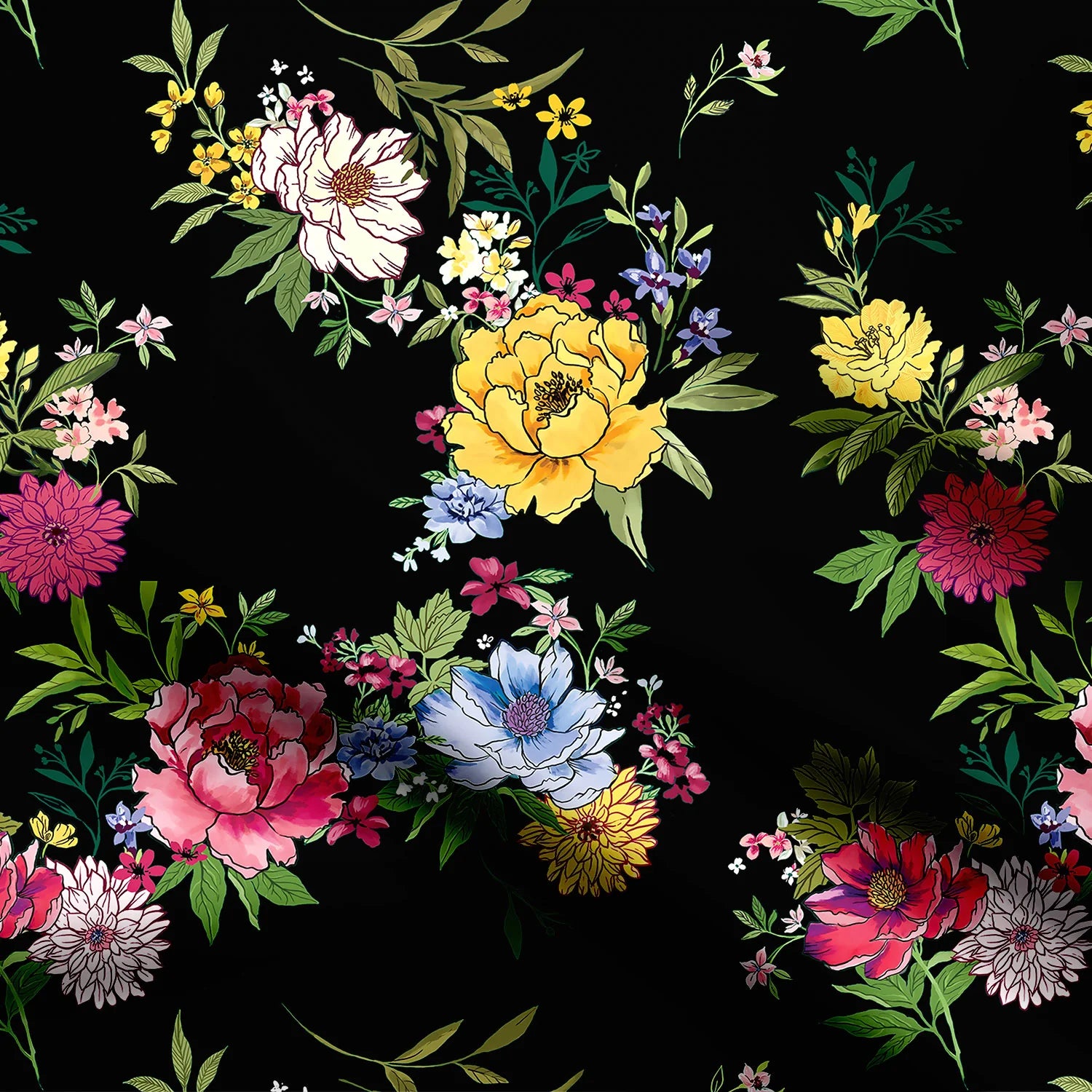 colours off flowers Print Fabric