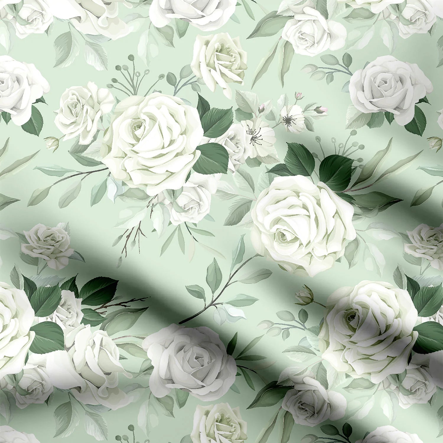 Green rose Print Fabric
