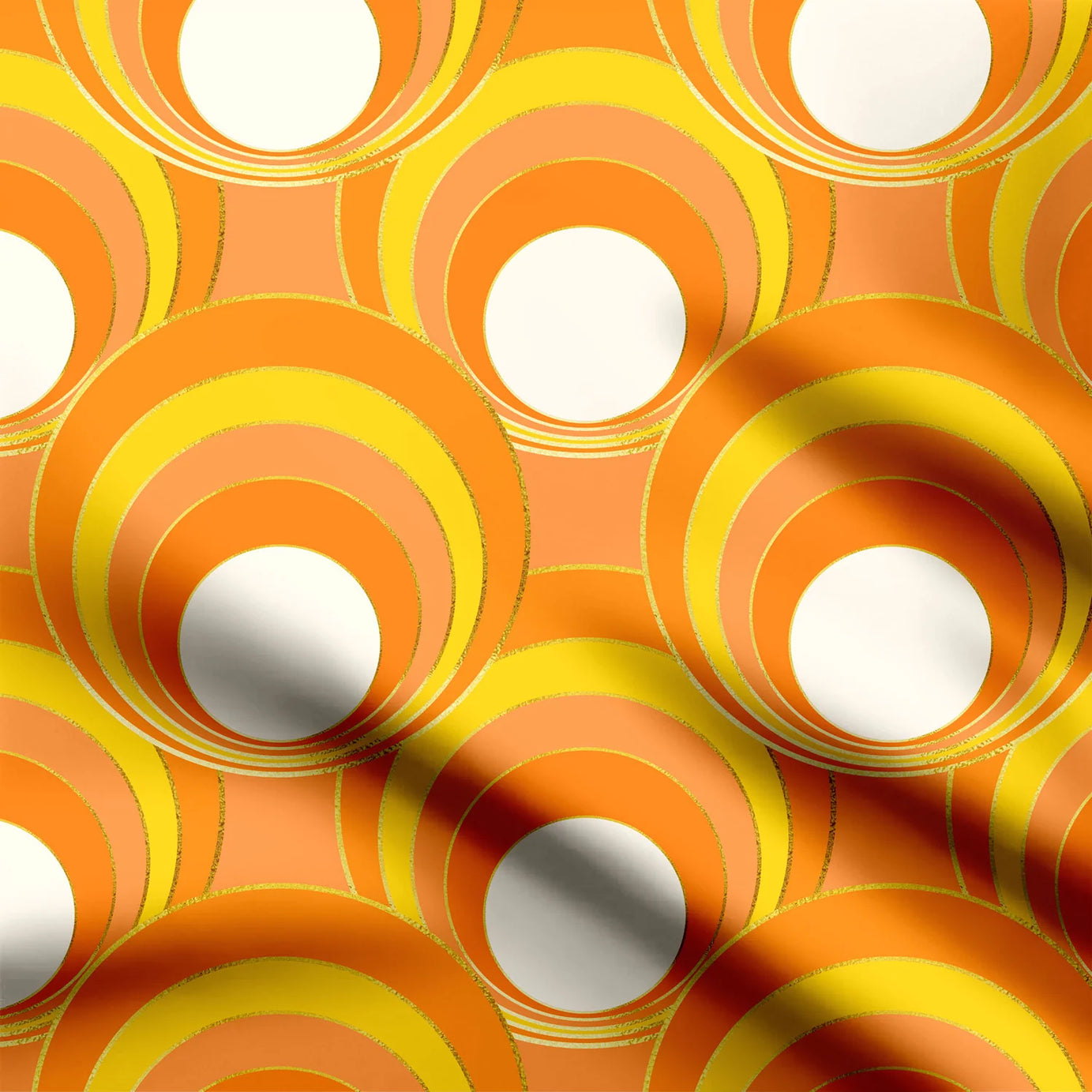 Mod circles orange Print Fabric