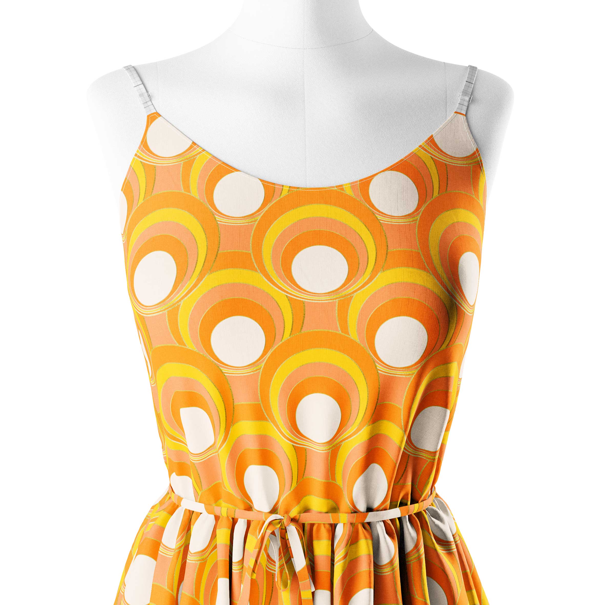 Mod circles orange Print Fabric
