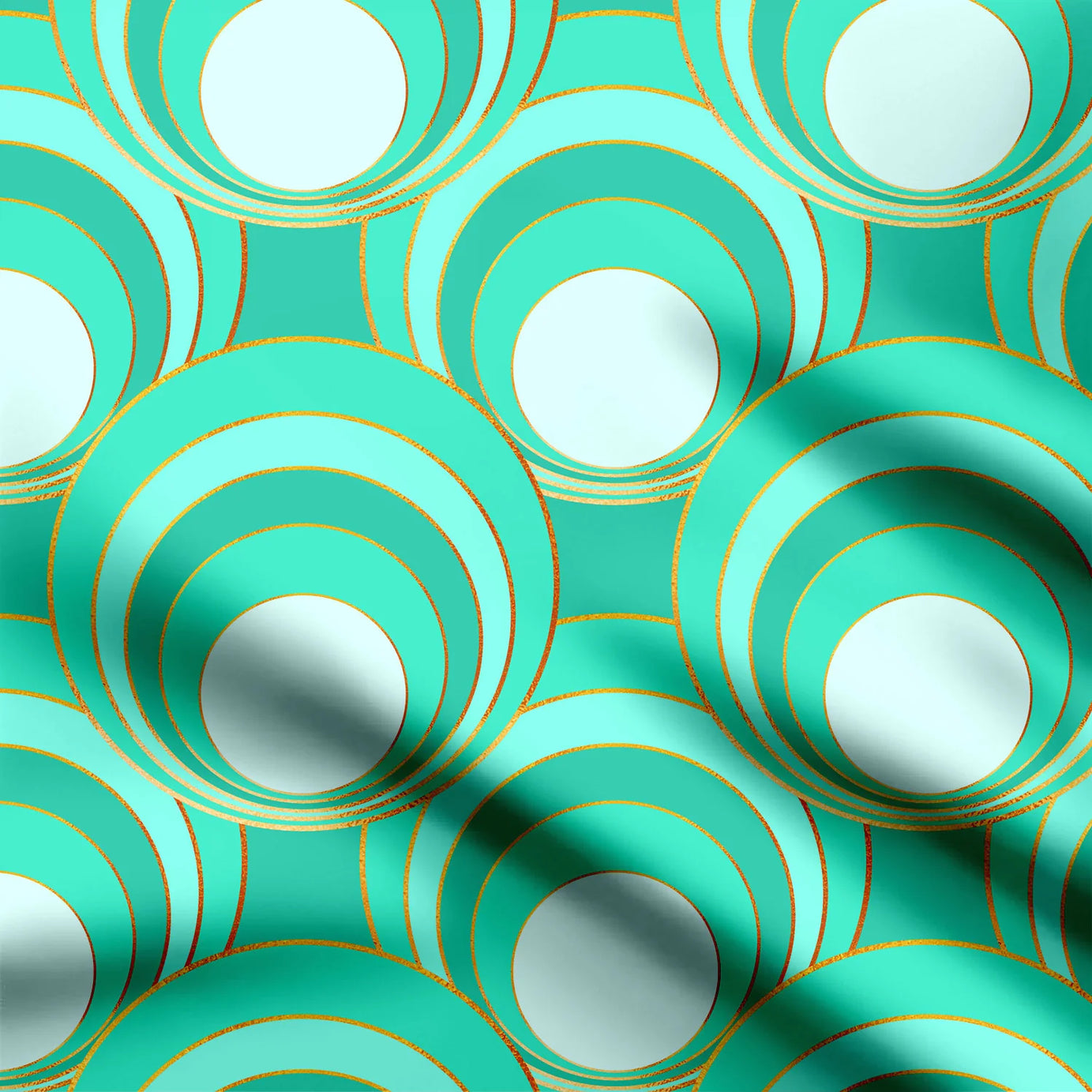 Mod circles turquoise mint Print Fabric