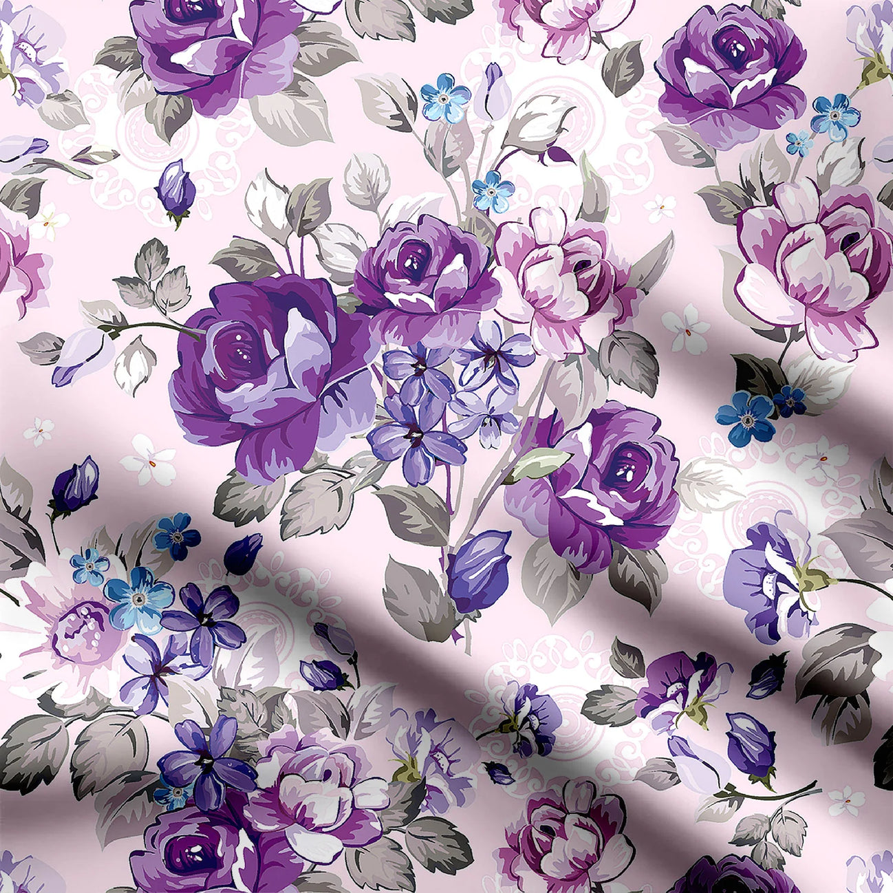 purple flowers Print Fabric