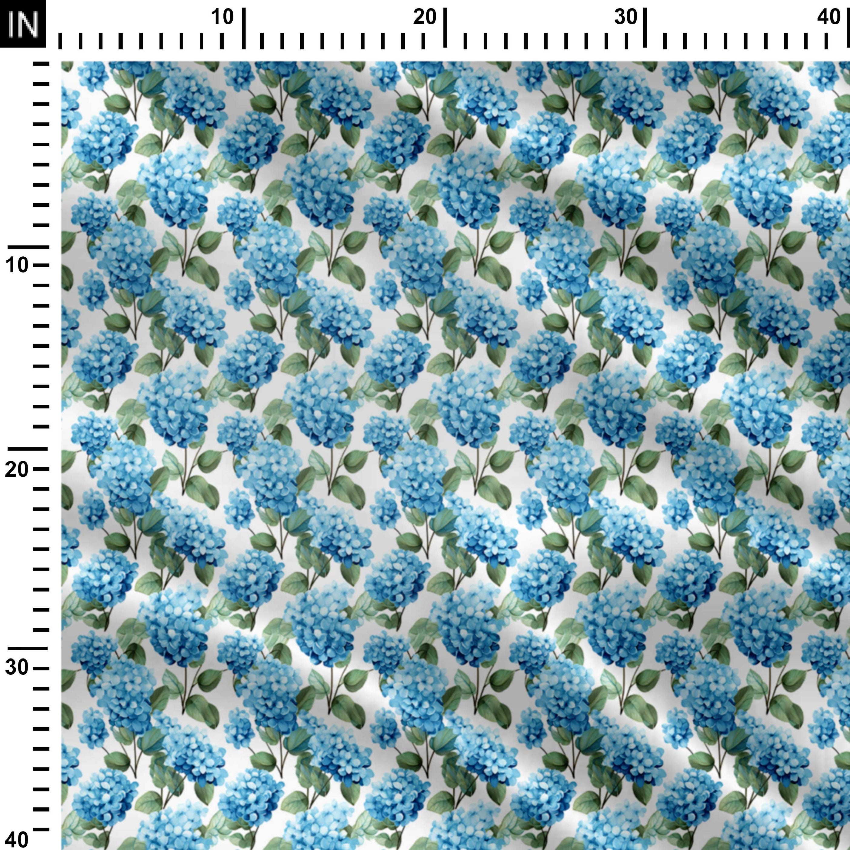 Blue hygrangea flower Print Fabric