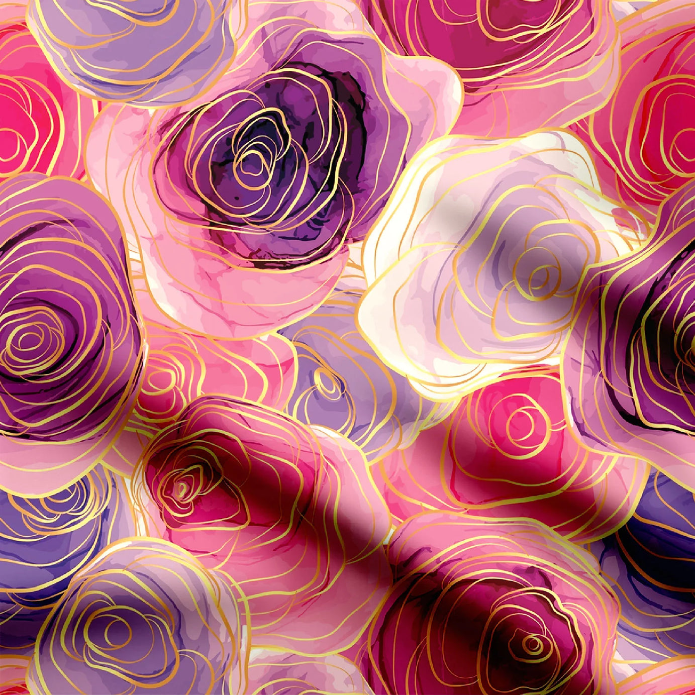 Roses multicolours Print Fabric