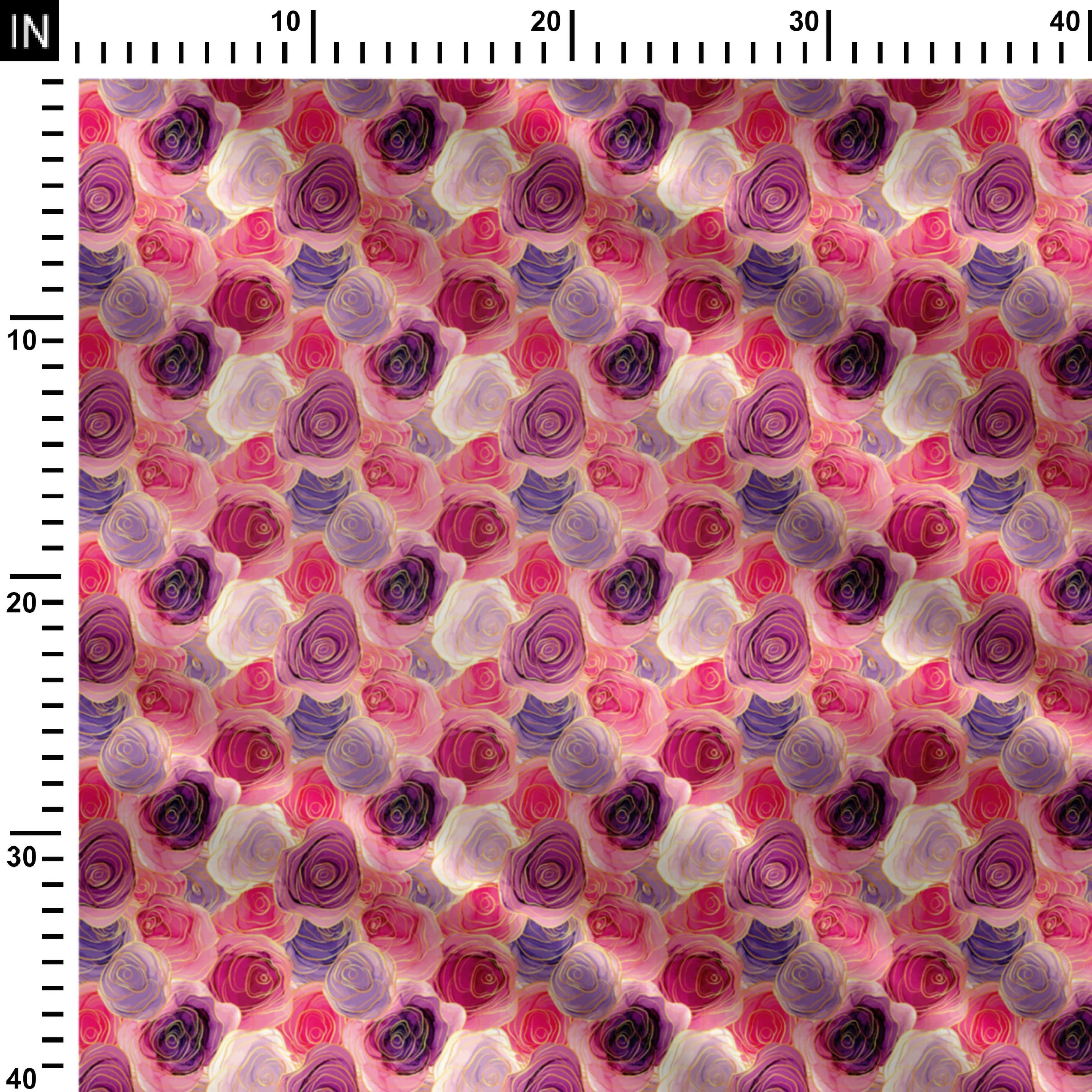 Roses multicolours Print Fabric