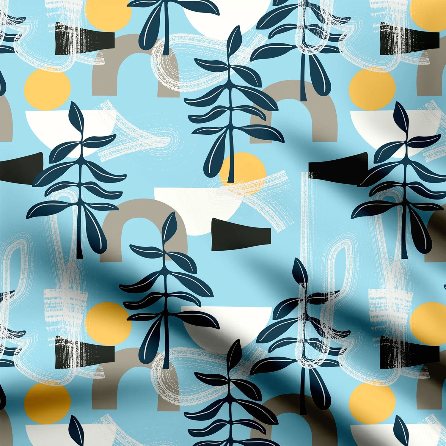 flower with geometric pattern Print Fabric