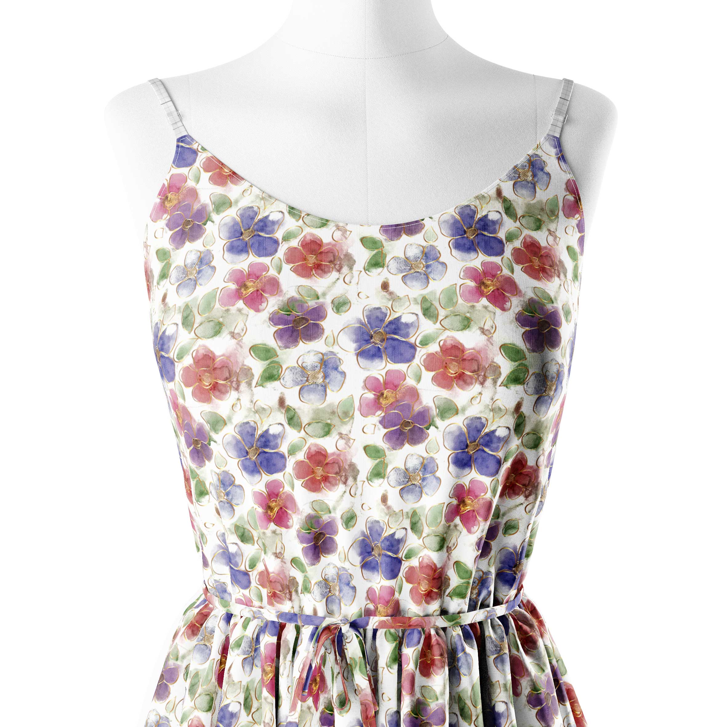 flower with foil Print Fabric