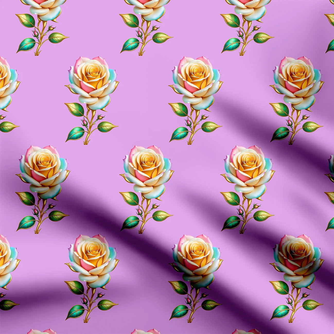 Lavender Roses Print Fabric