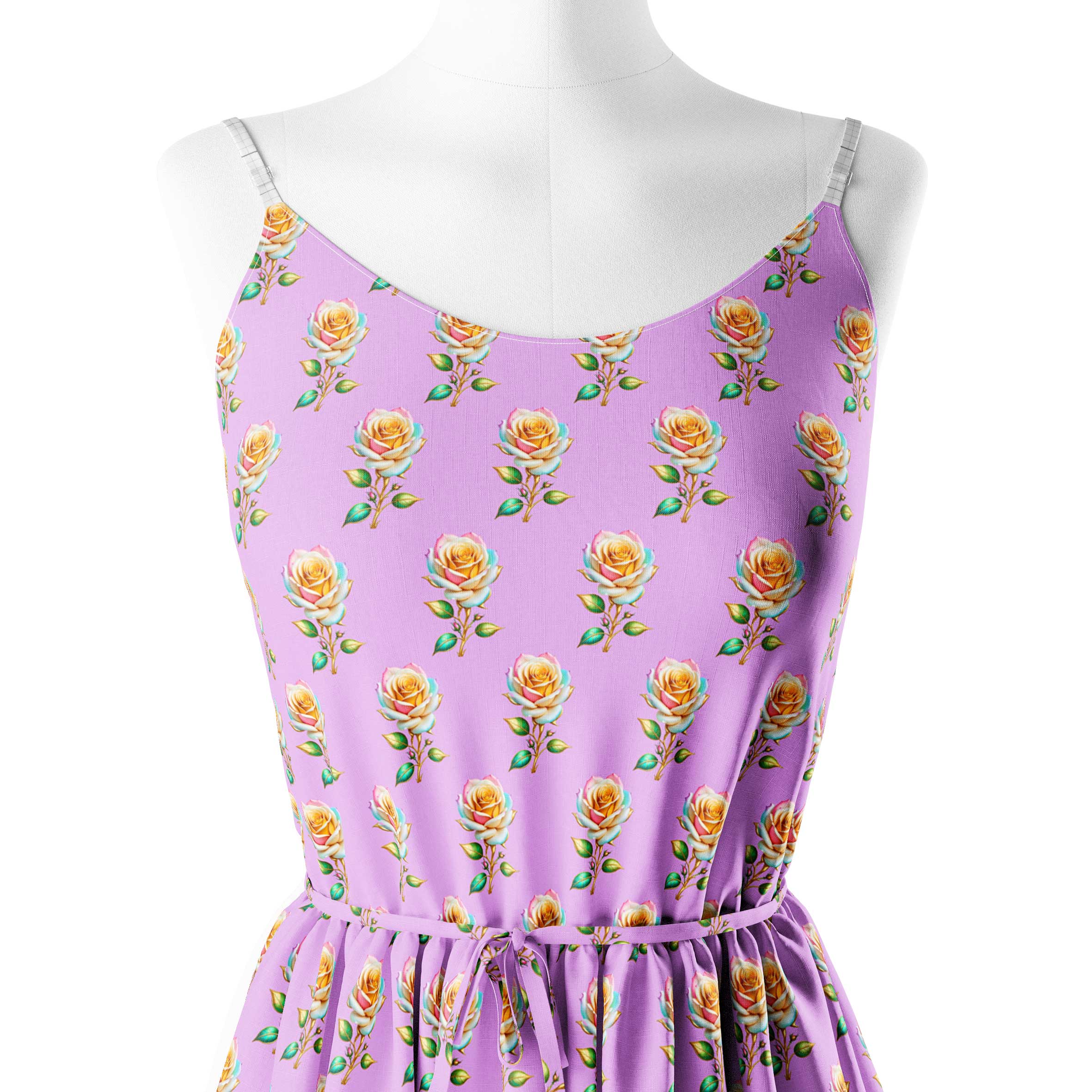 Lavender Roses Print Fabric