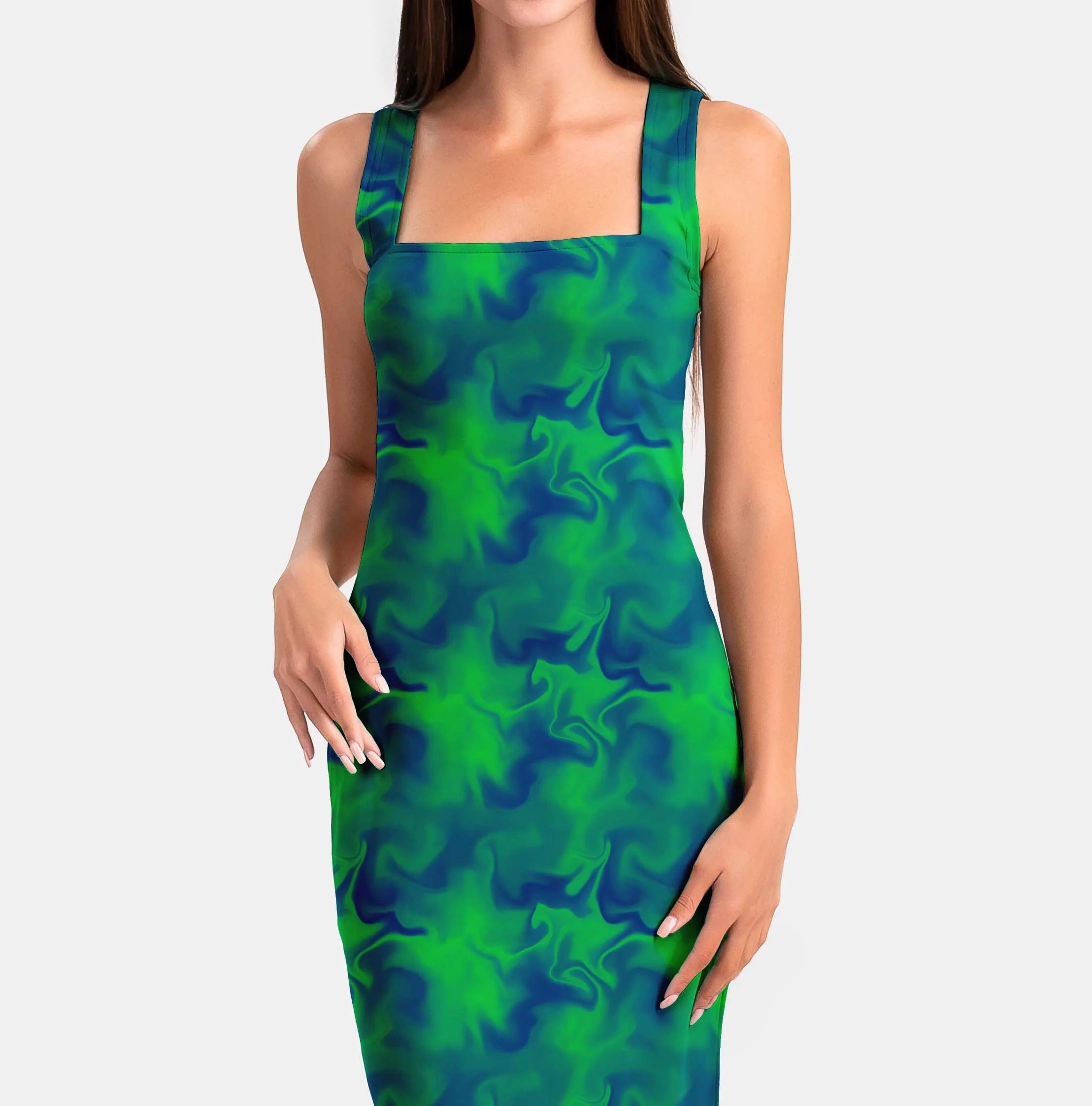 Blue & Green delusion Print Fabric