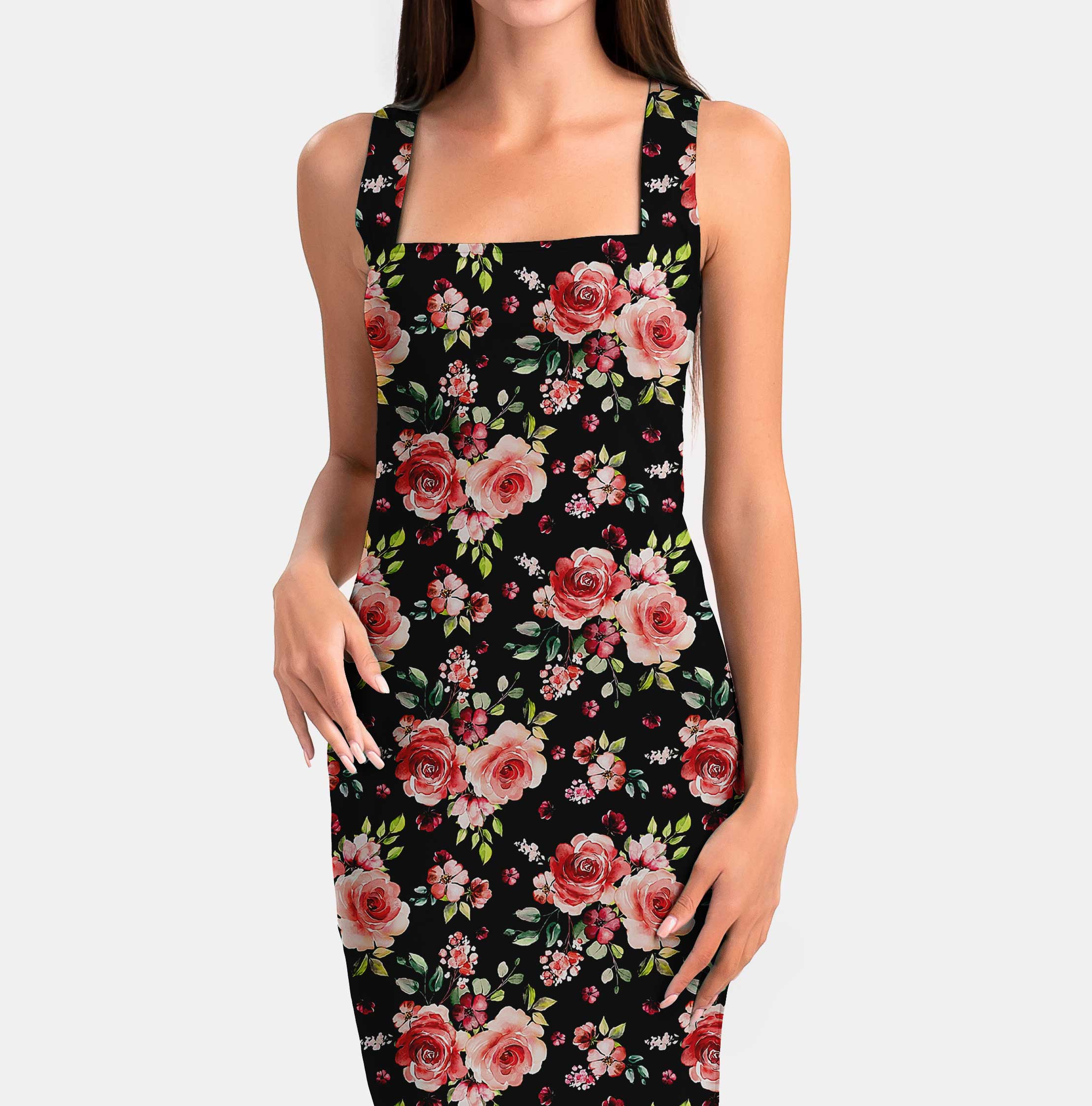 गुलाब नोयर प्रिंट कपड़ा