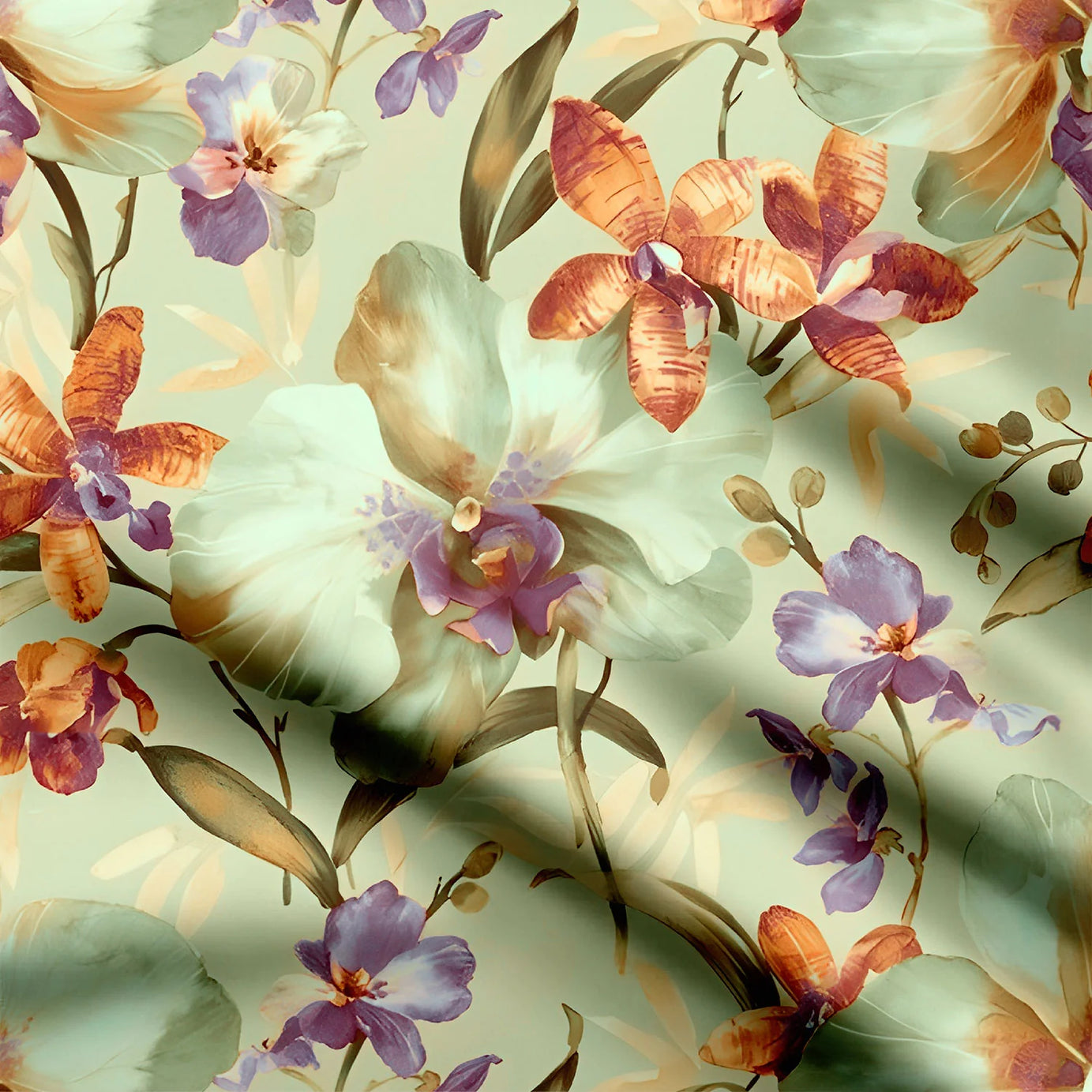 Natural uniqe style flower allover Print Fabric