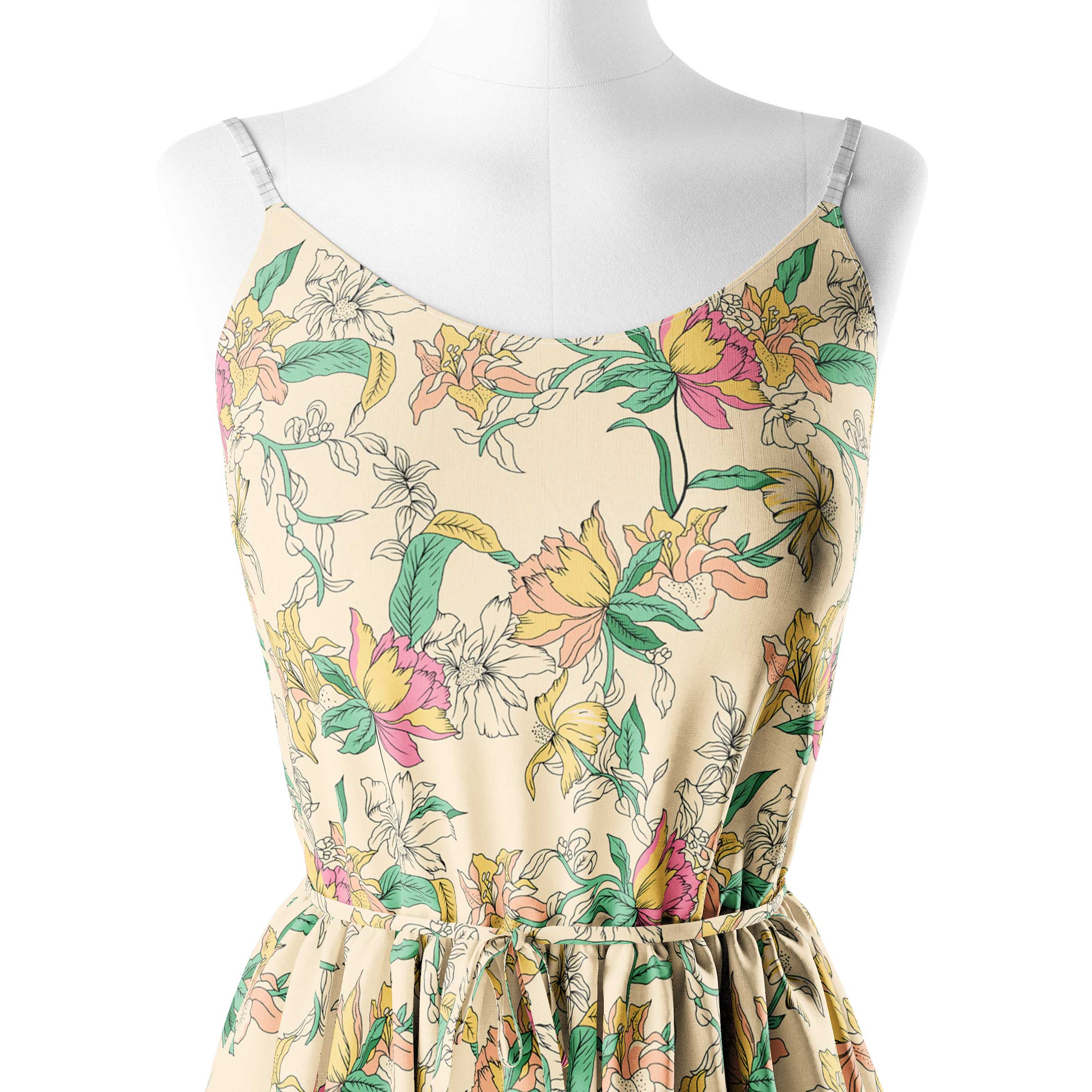 स्केच फूल डिजाइन प्रिंट कपड़ा