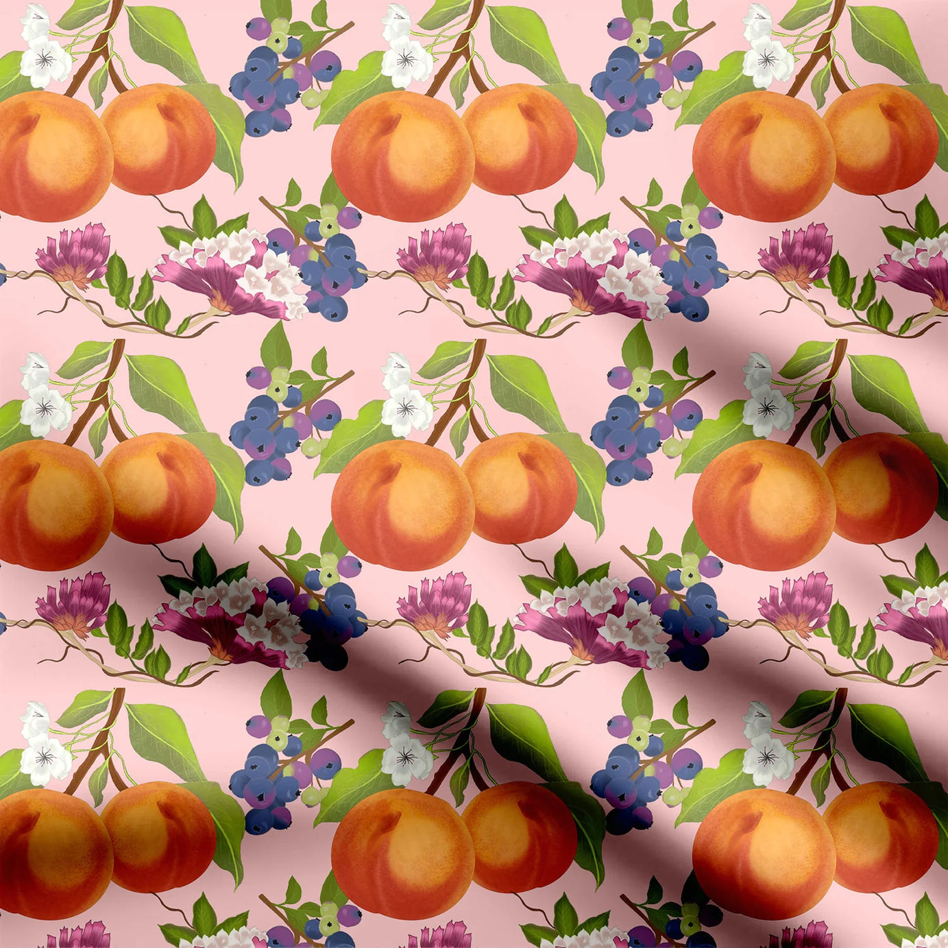 Peachy Botanical Print Fabric