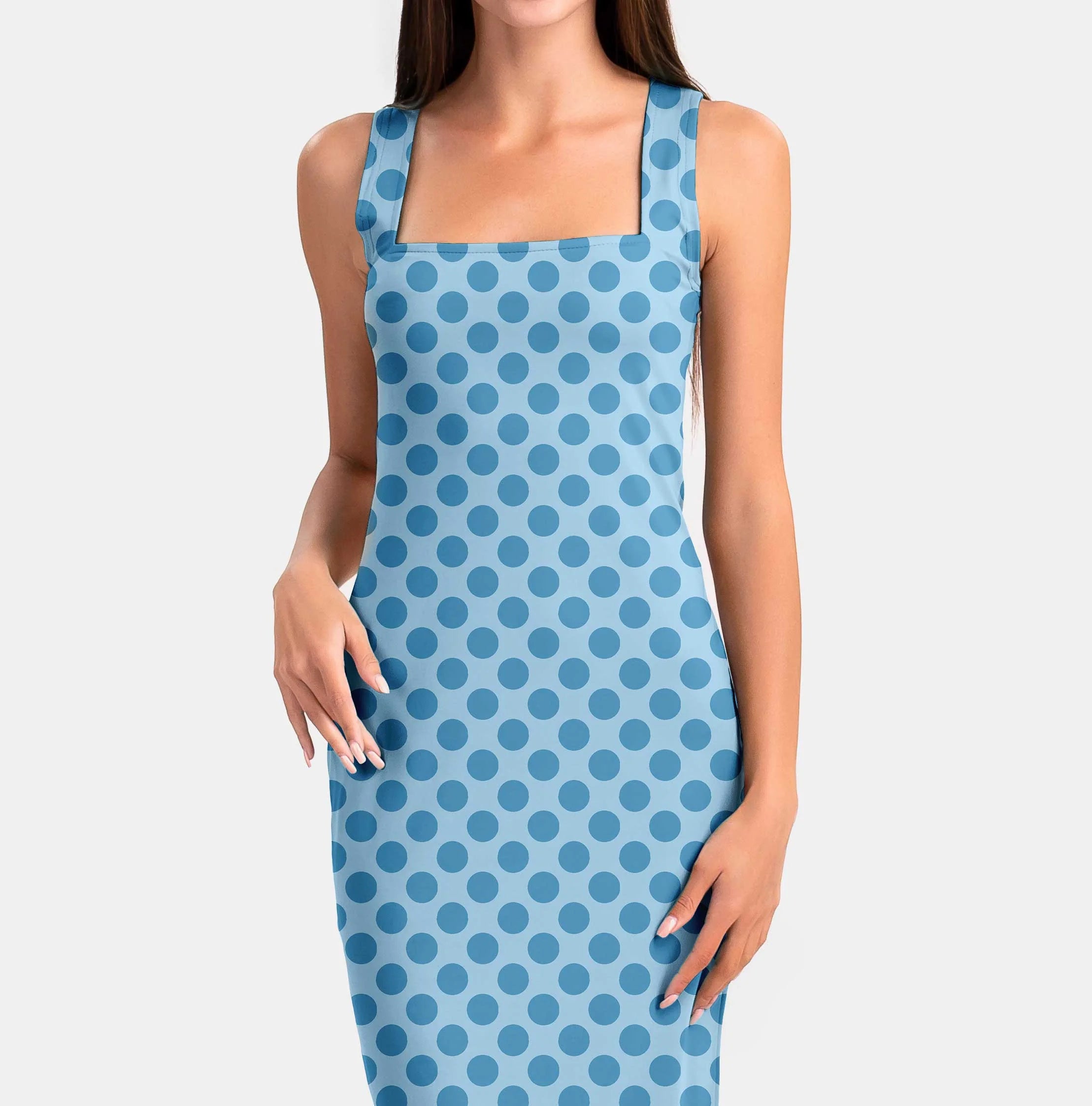 आकाश पोल्का डॉट्स प्रिंट फैब्रिक