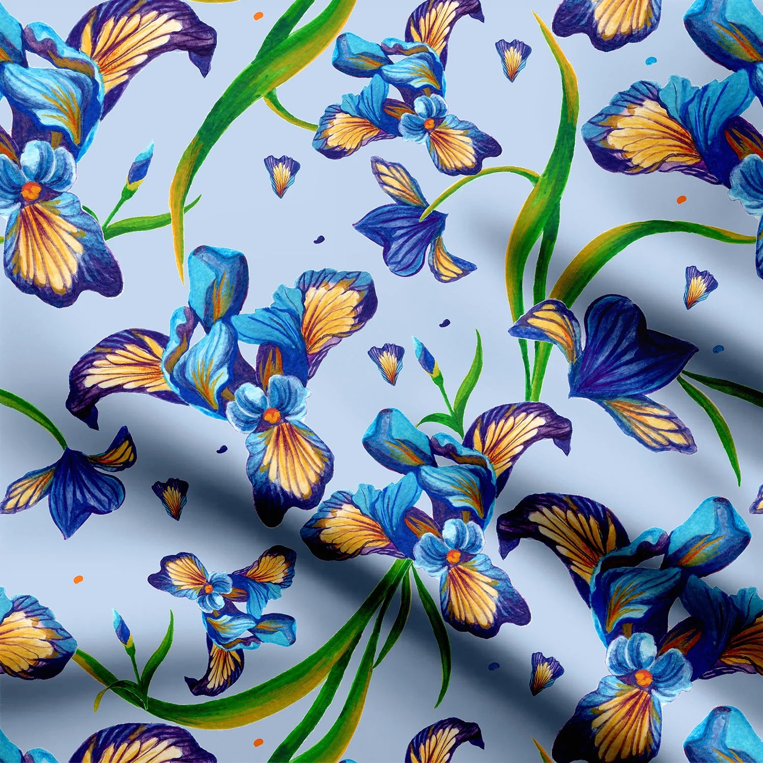 Iris Gardenia Pastel Blue Print Fabric
