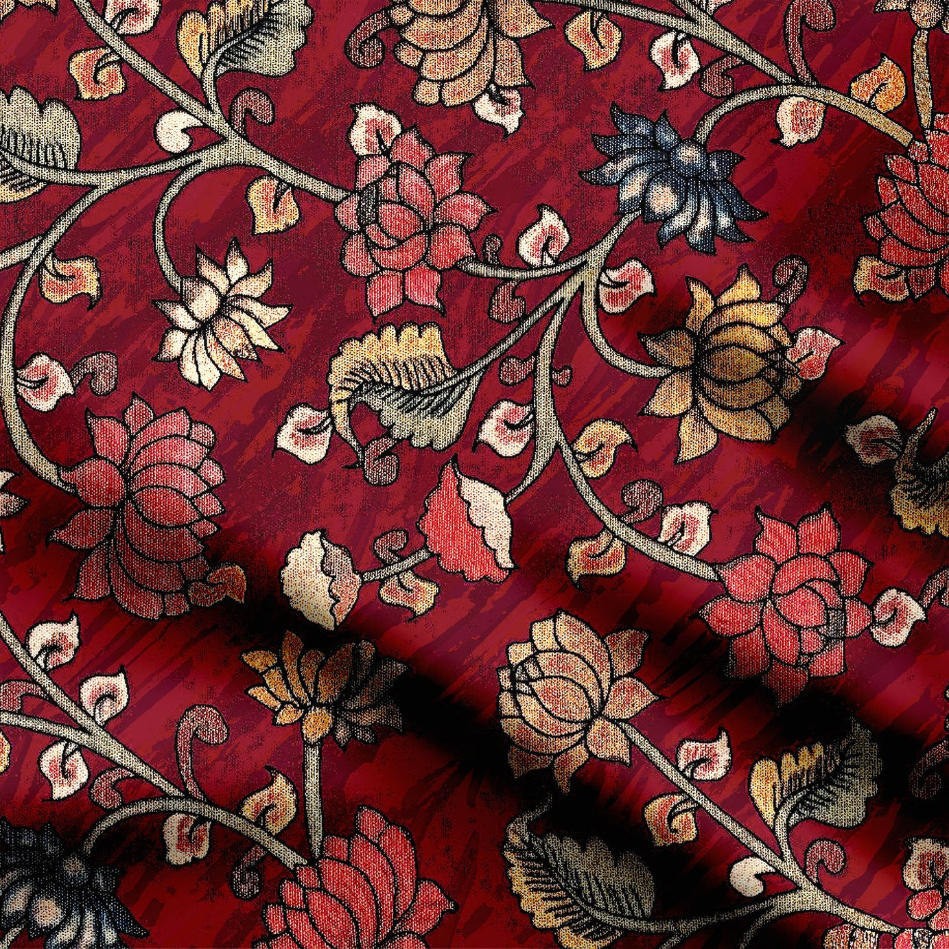 Textured and kalamkari design Print Fabric