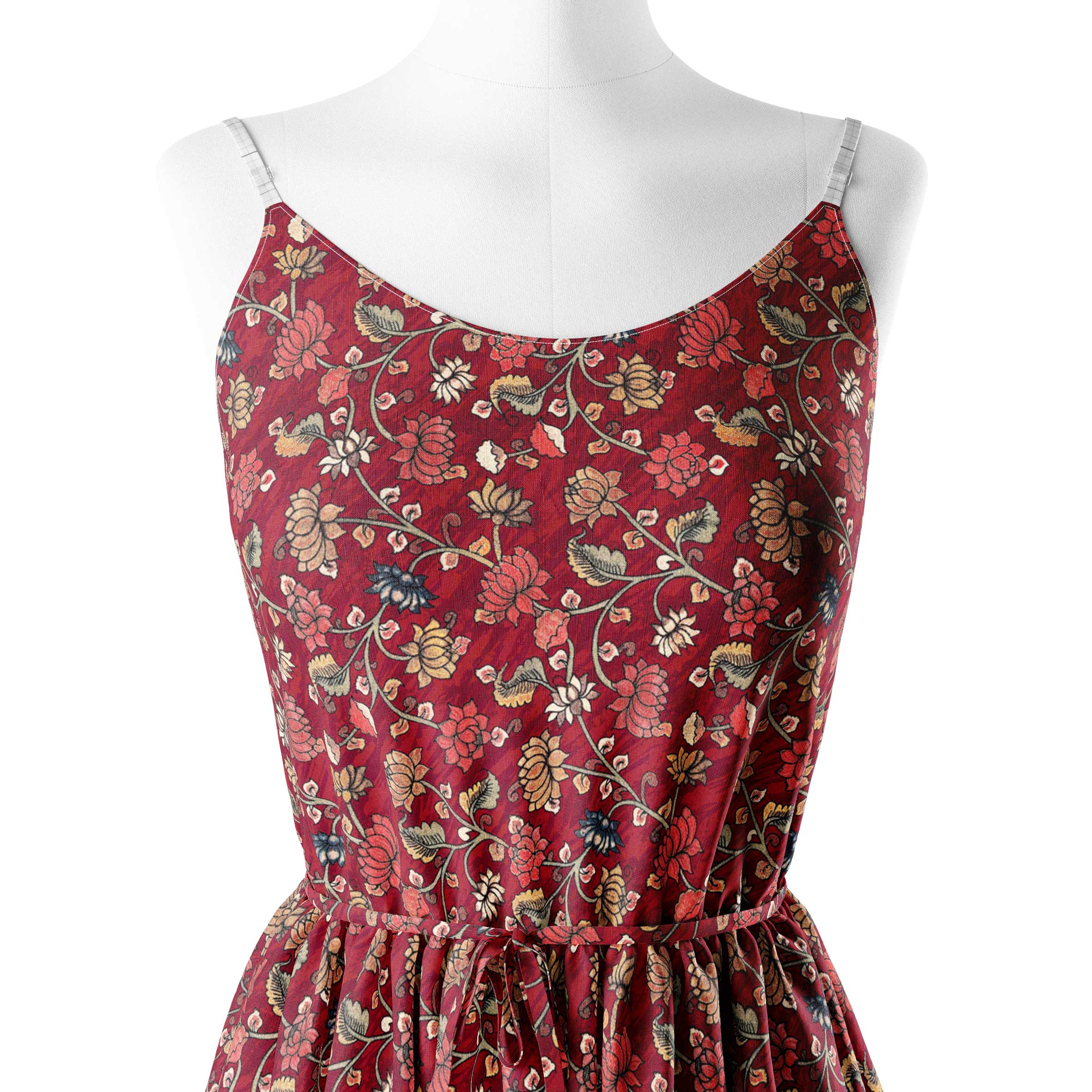 बनावट और कलमकारी डिजाइन प्रिंट कपड़ा