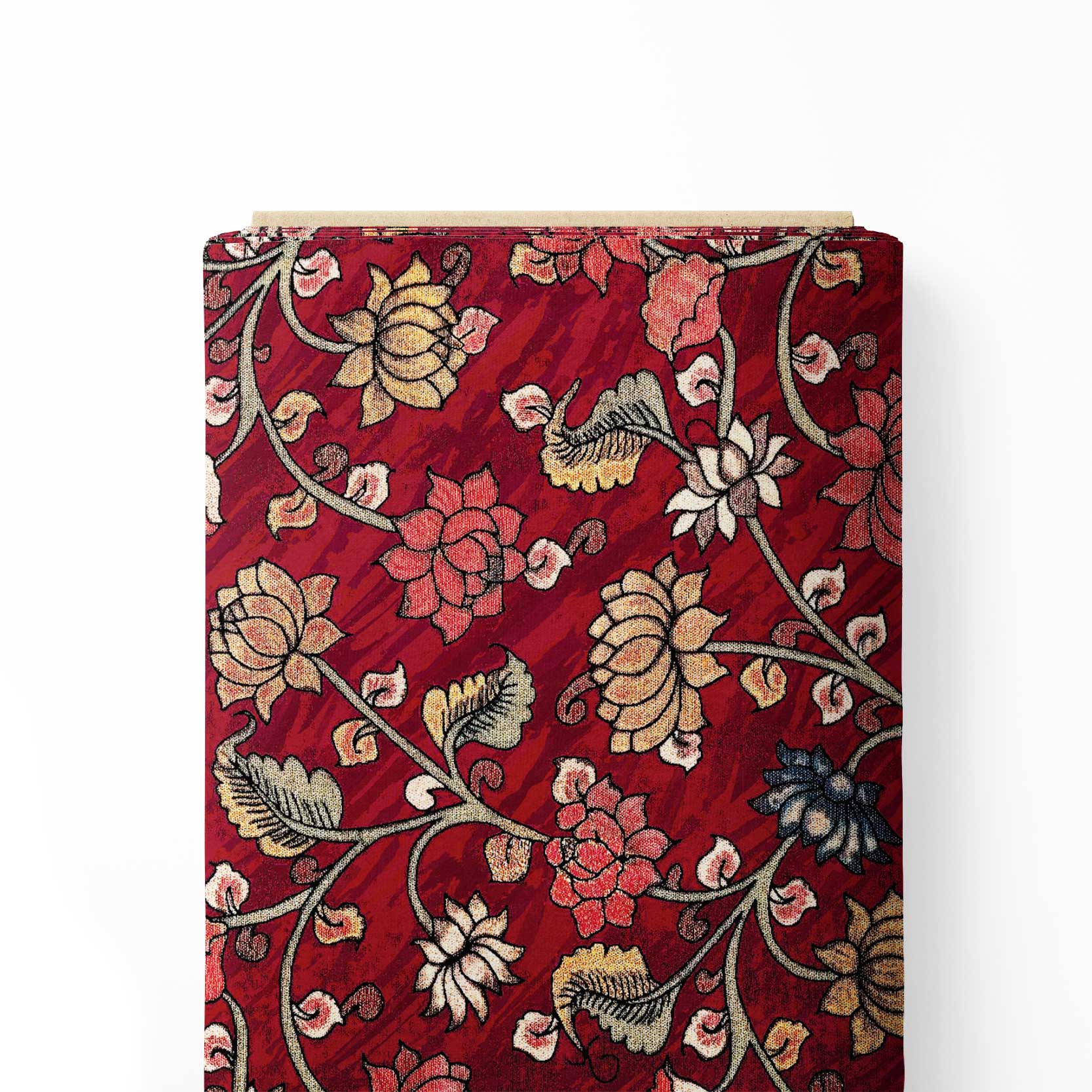 बनावट और कलमकारी डिजाइन प्रिंट कपड़ा