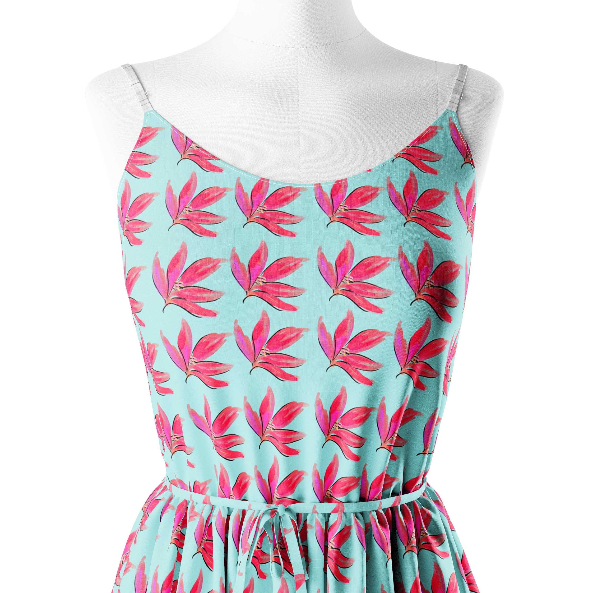 Pink Leaves Abstract Print Fabric