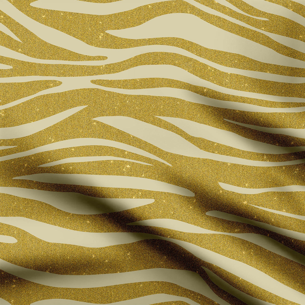 Golden Zebra Stripes Print Fabric