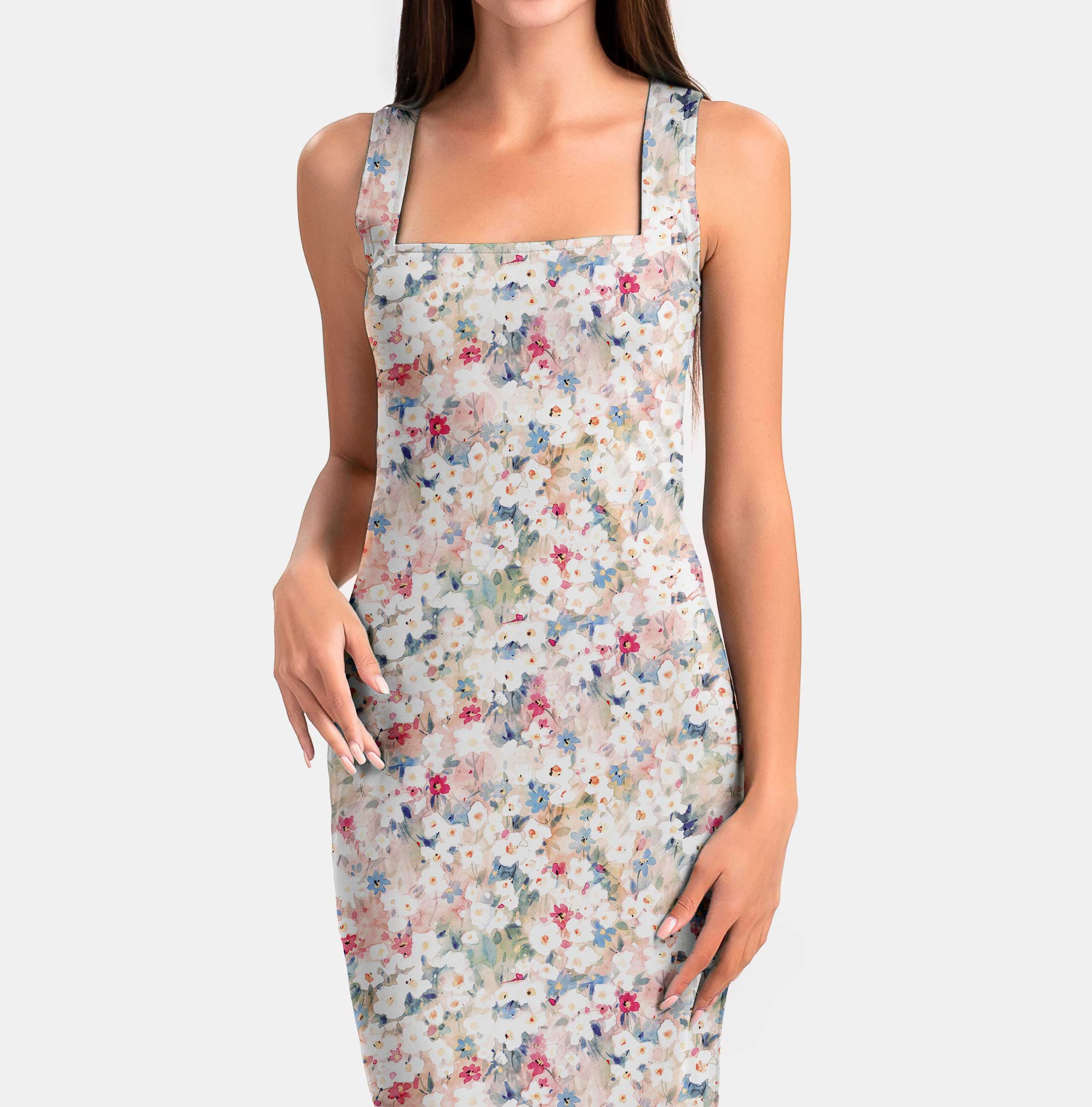 Watercolor mini flowers Print Fabric