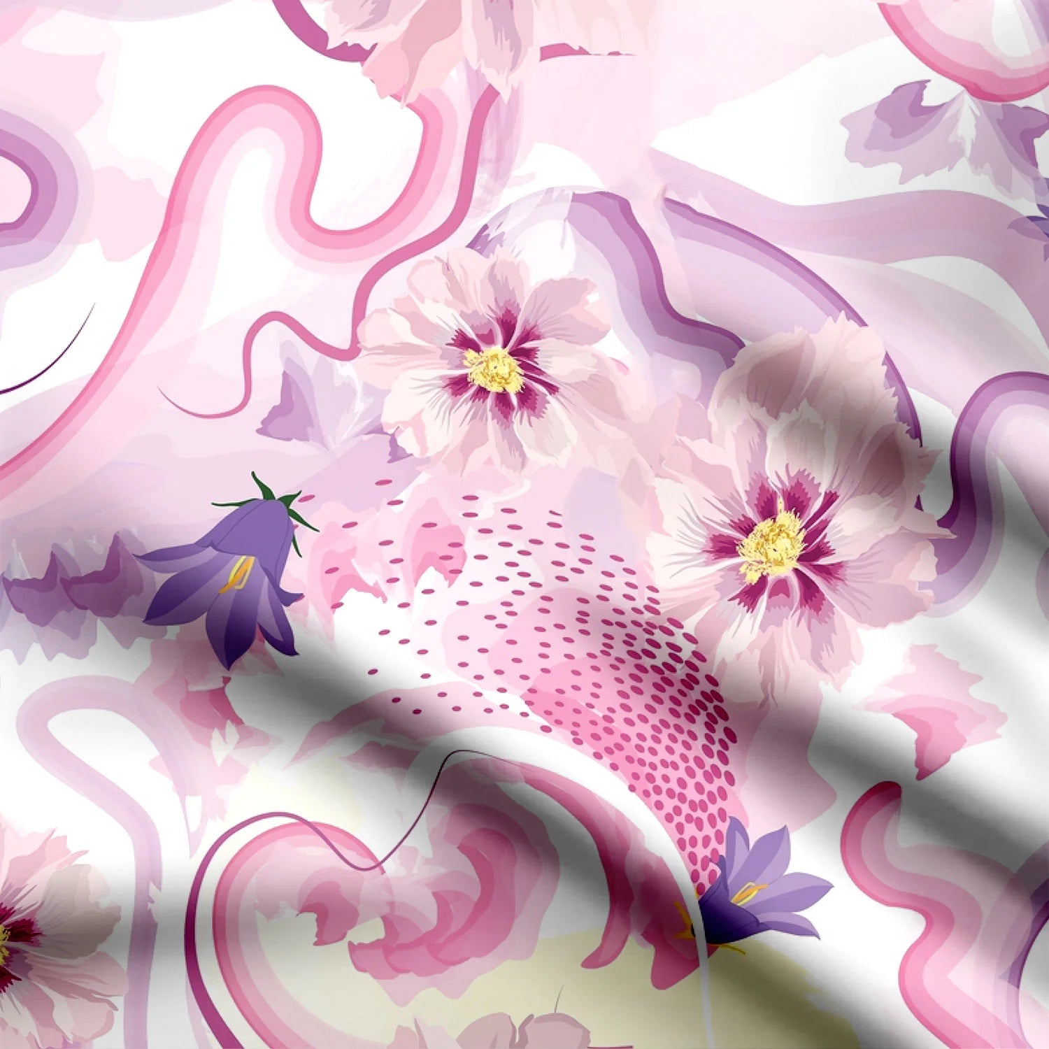 Abstract pattern with flower Print Fabric