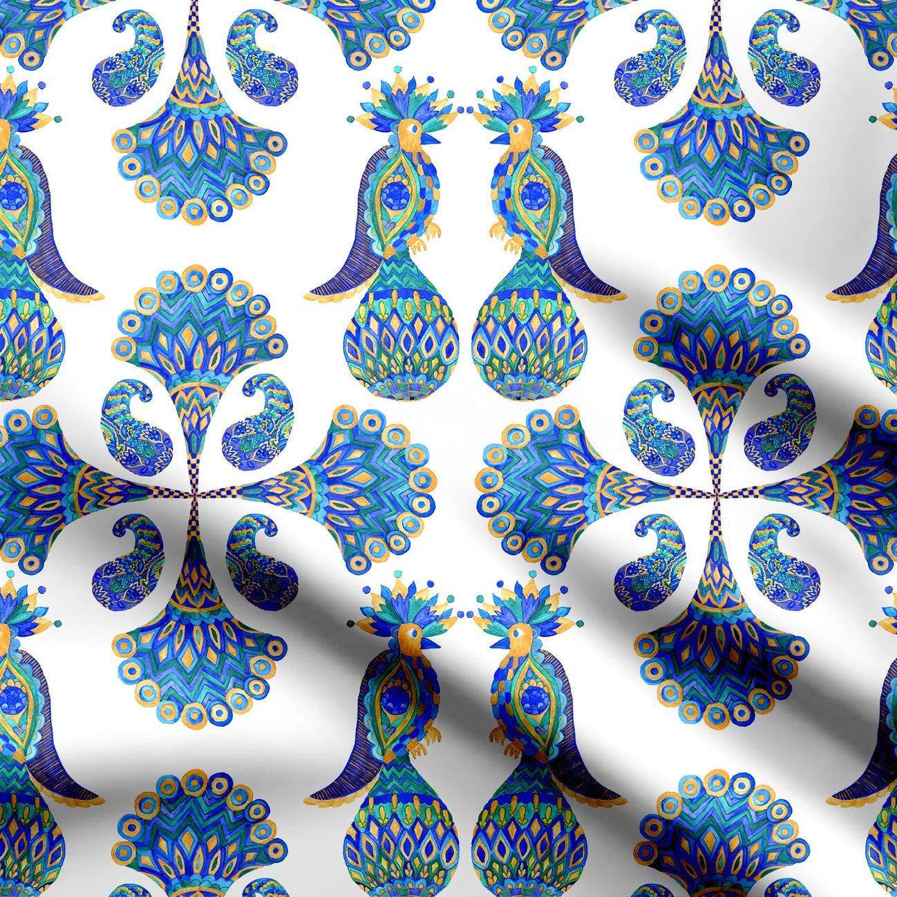 Peacock Symphony Print Fabric