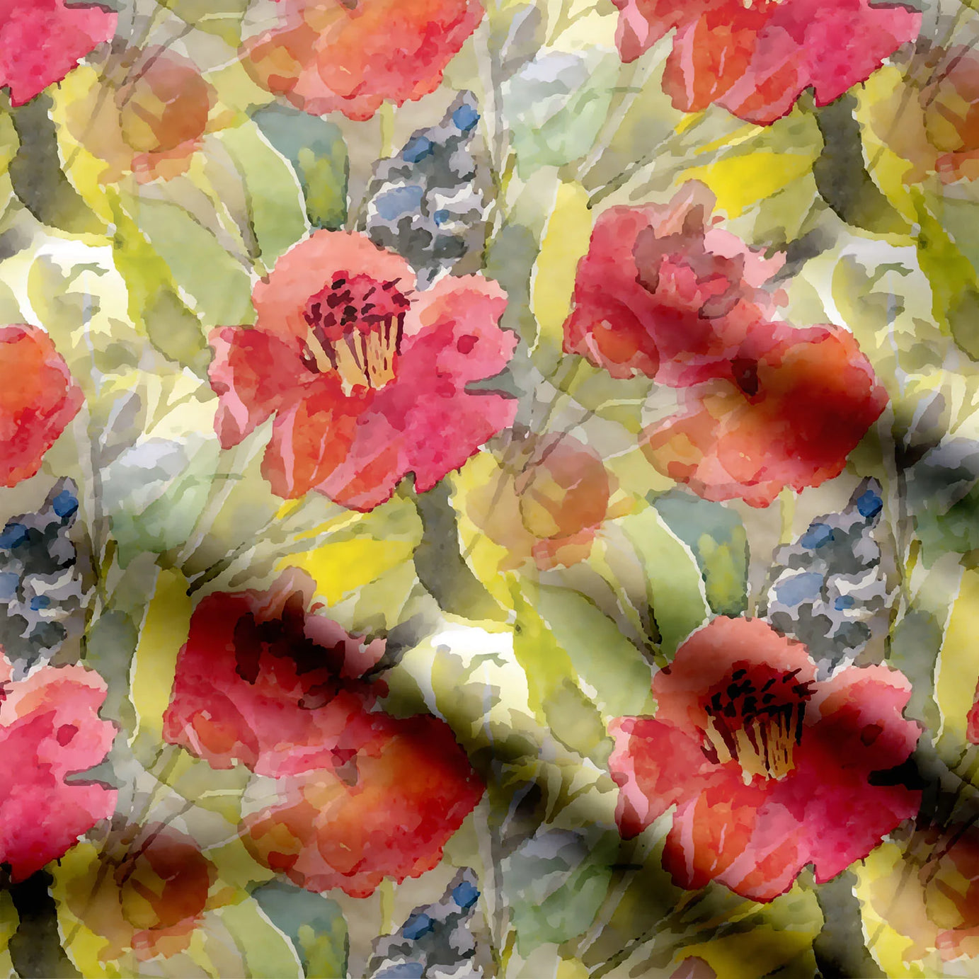 Painted rose pattern Print Fabric